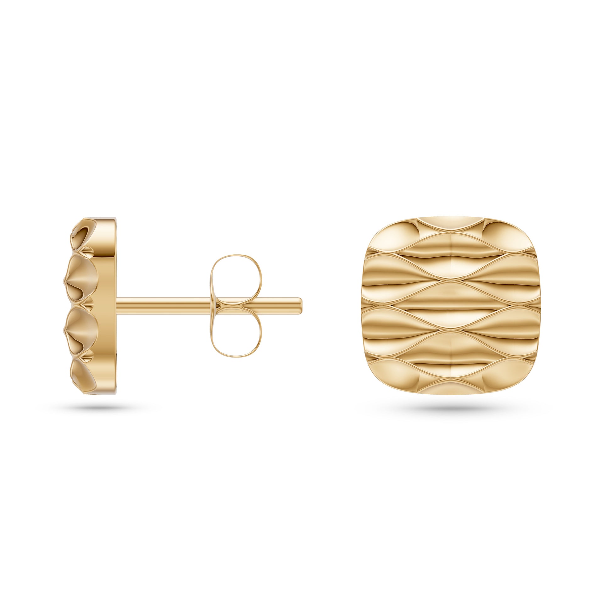 Gold Biscuit Textured Earrings in 14K Gold