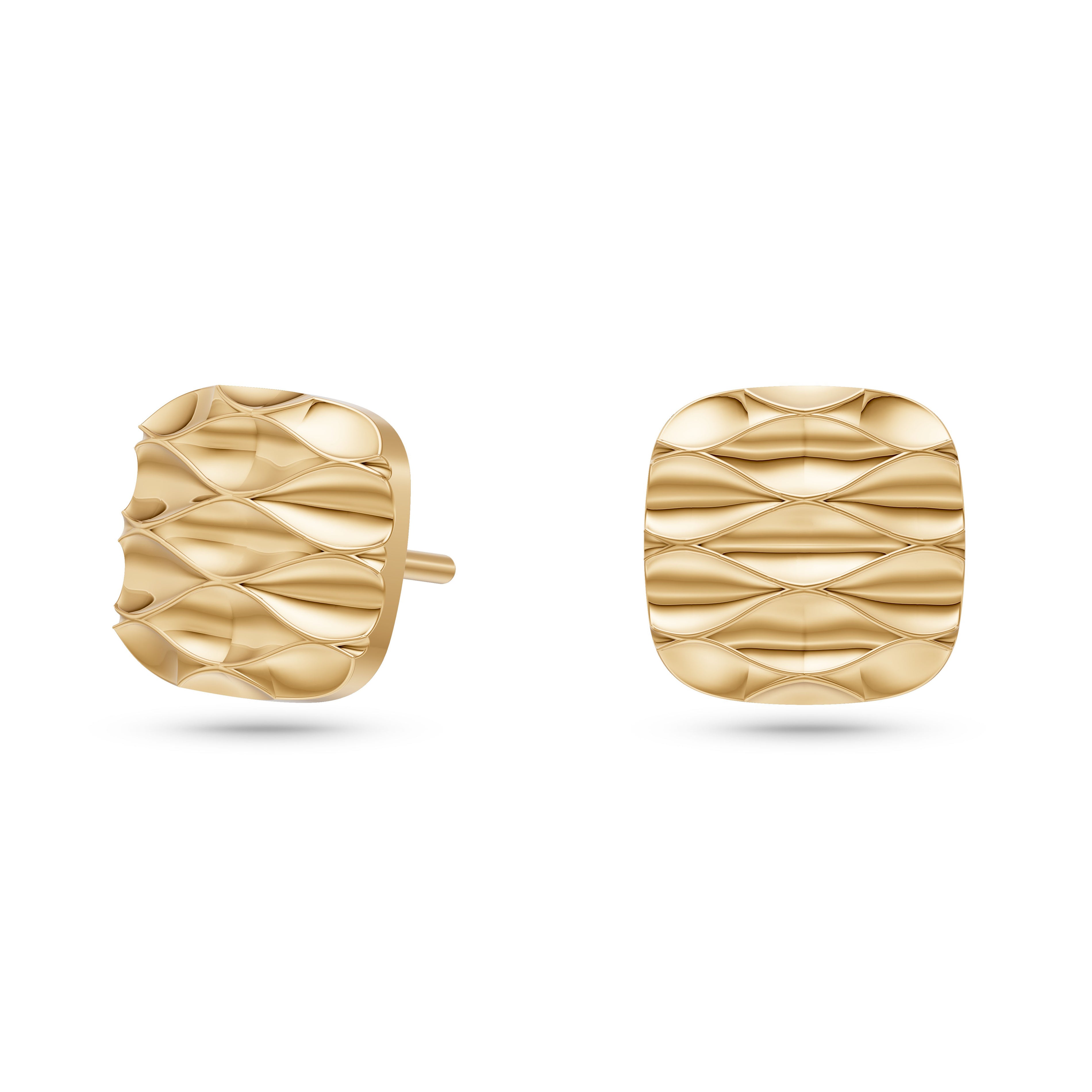 Gold Biscuit Textured Earrings in 14K Gold