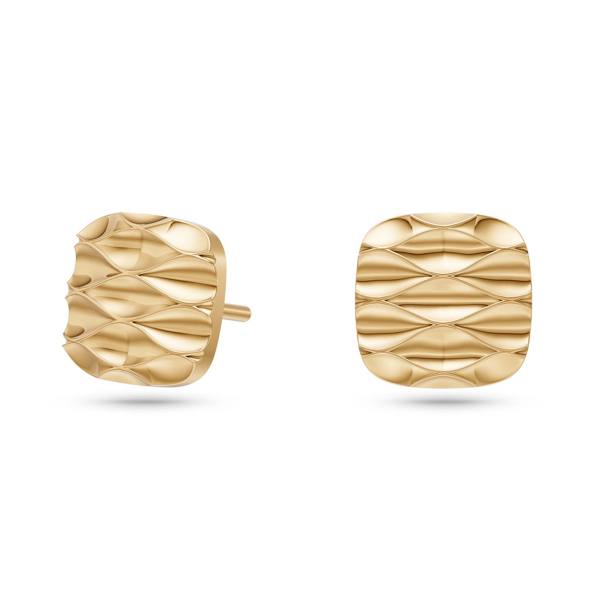Gold Biscuit Textured Earrings in 14K Gold