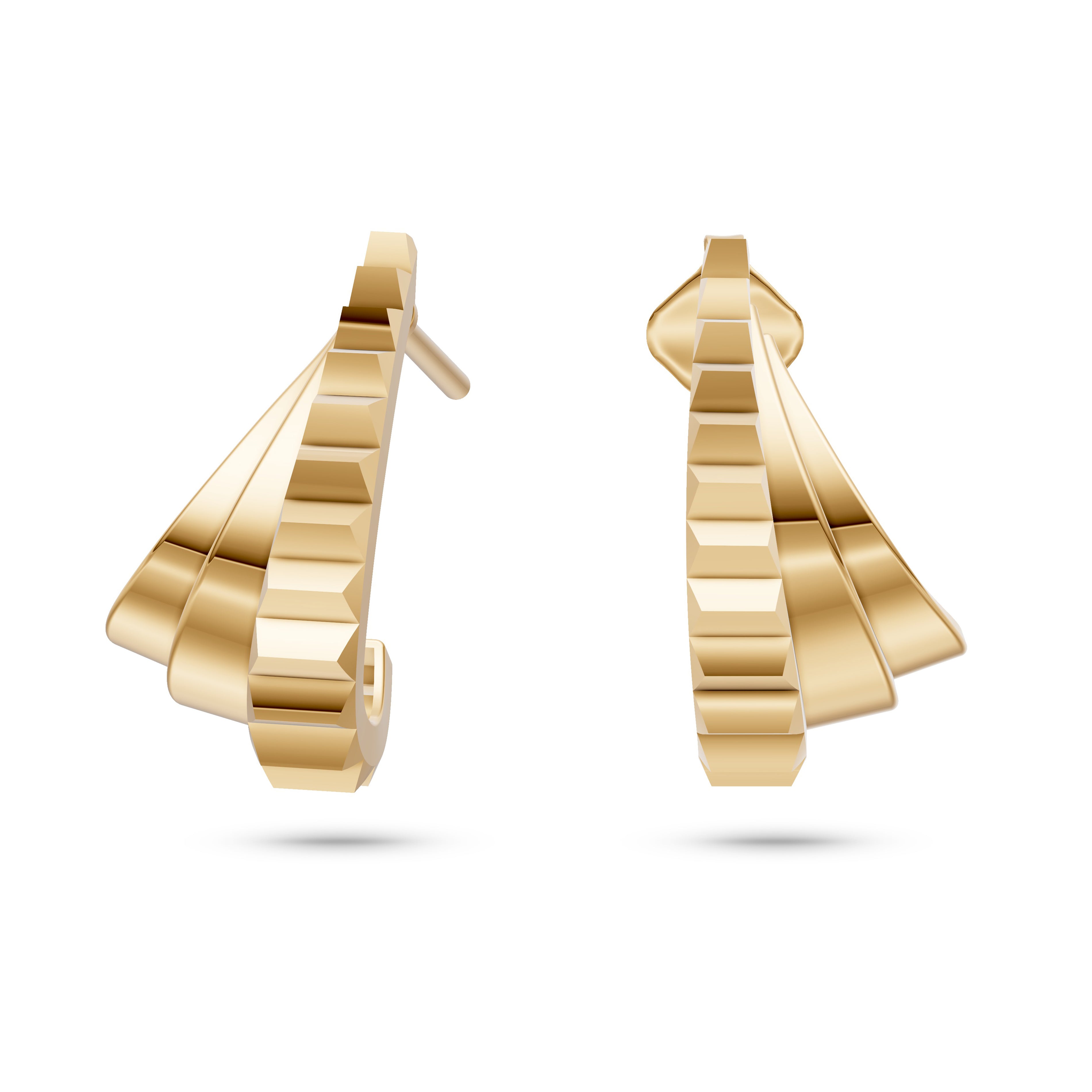 Sculpted Wave Hoop Earrings in 14K Gold