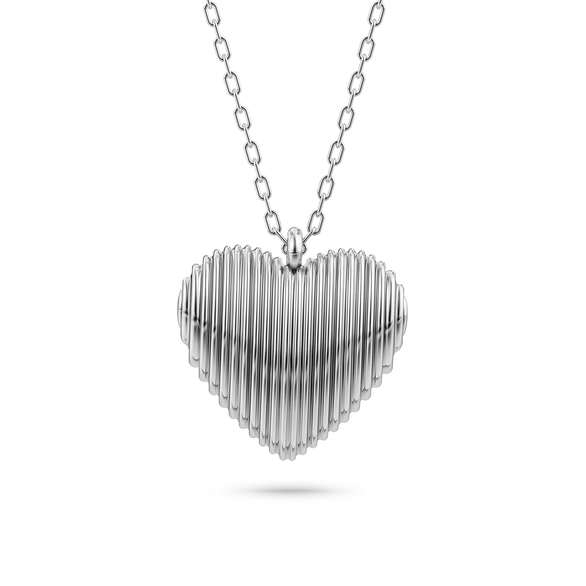 Ridged Heart Shaped Necklace in 14K Gold