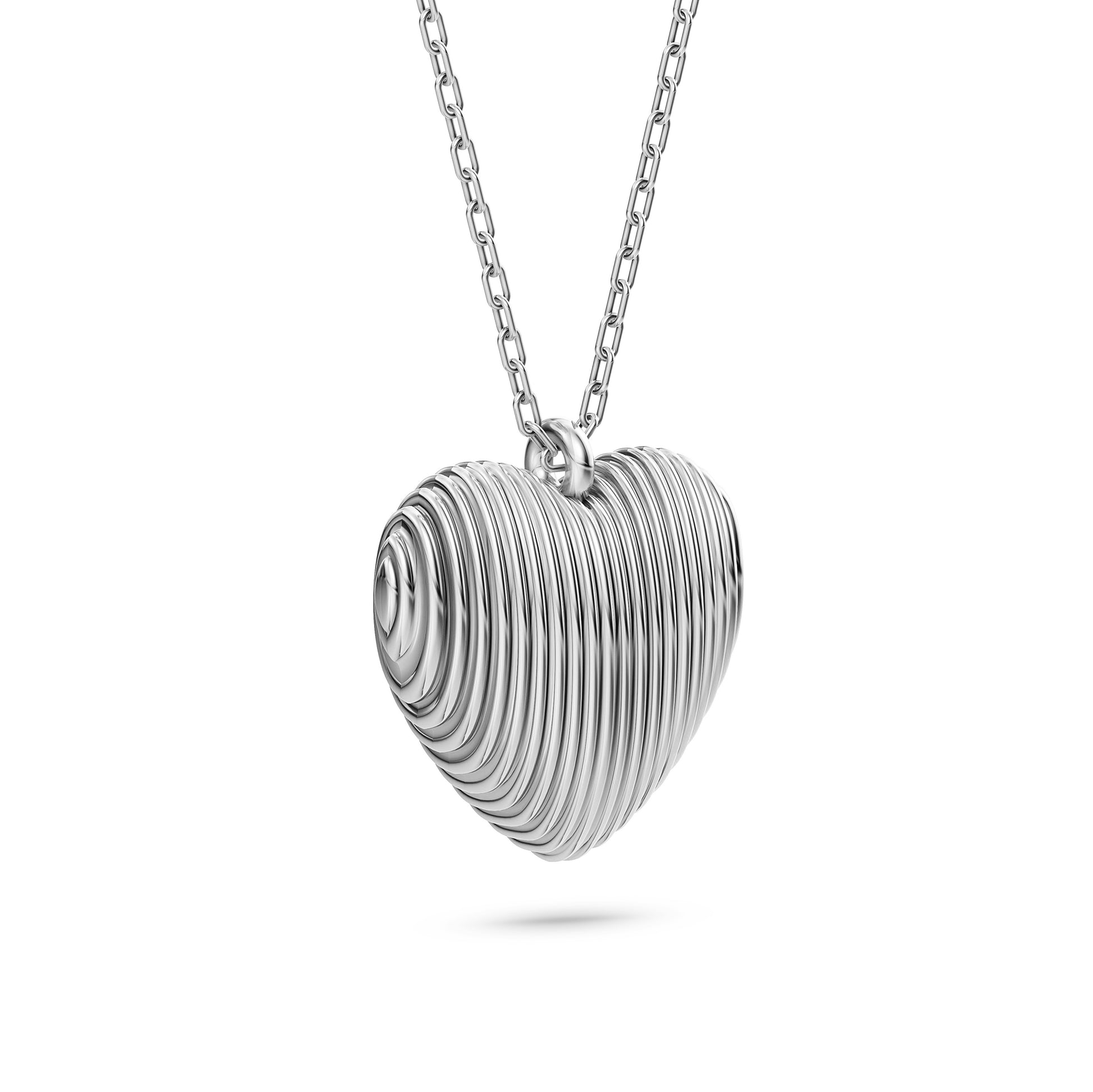 Ridged Heart Shaped Necklace in 14K Gold