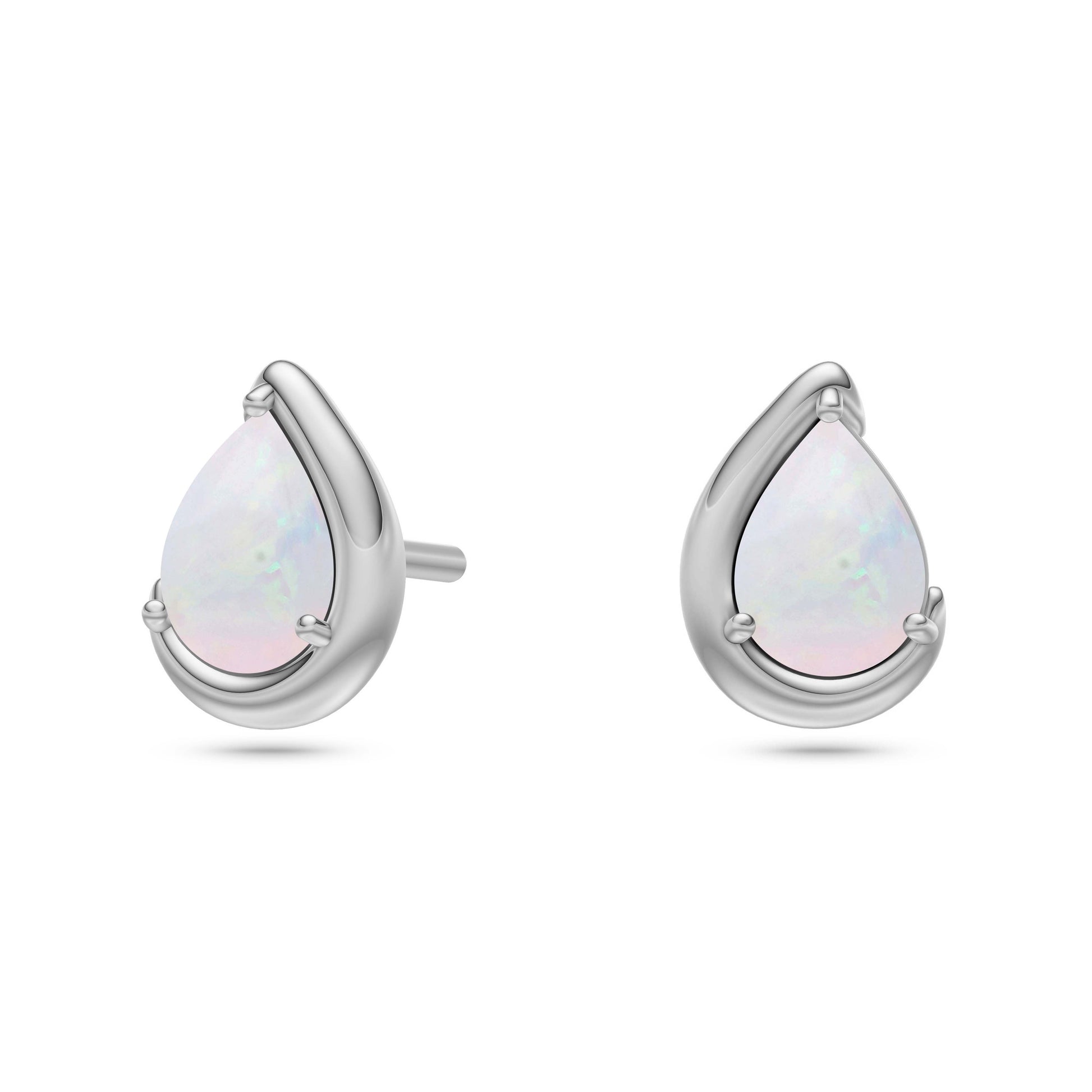 Pear Shape Opal Stud Earrings in 14K Gold