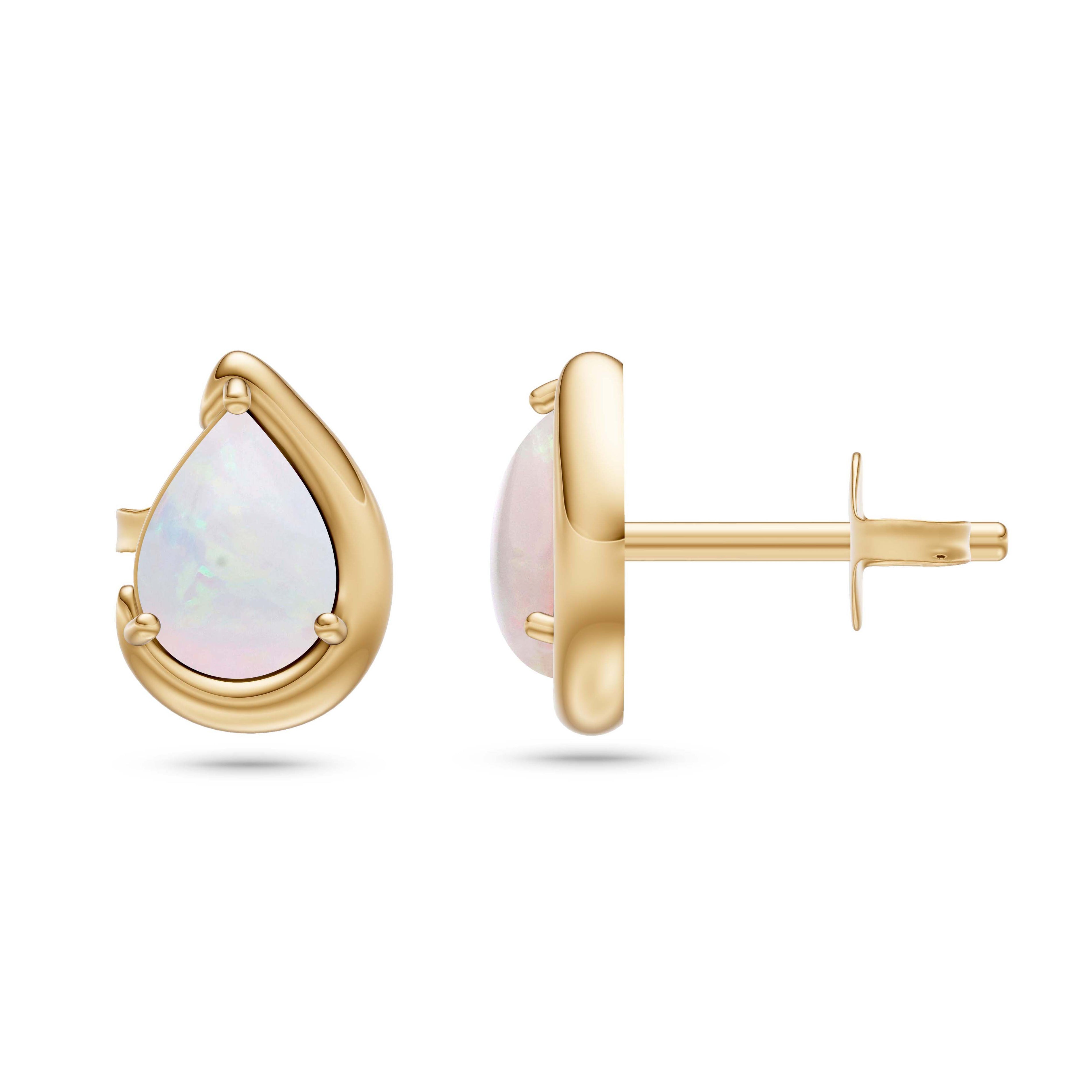 Pear Shape Opal Stud Earrings in 14K Gold