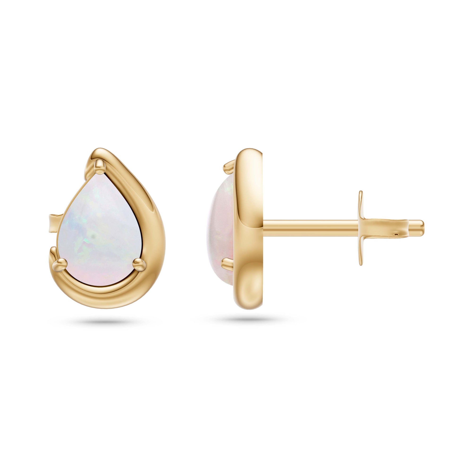 Pear Shape Opal Stud Earrings in 14K Gold
