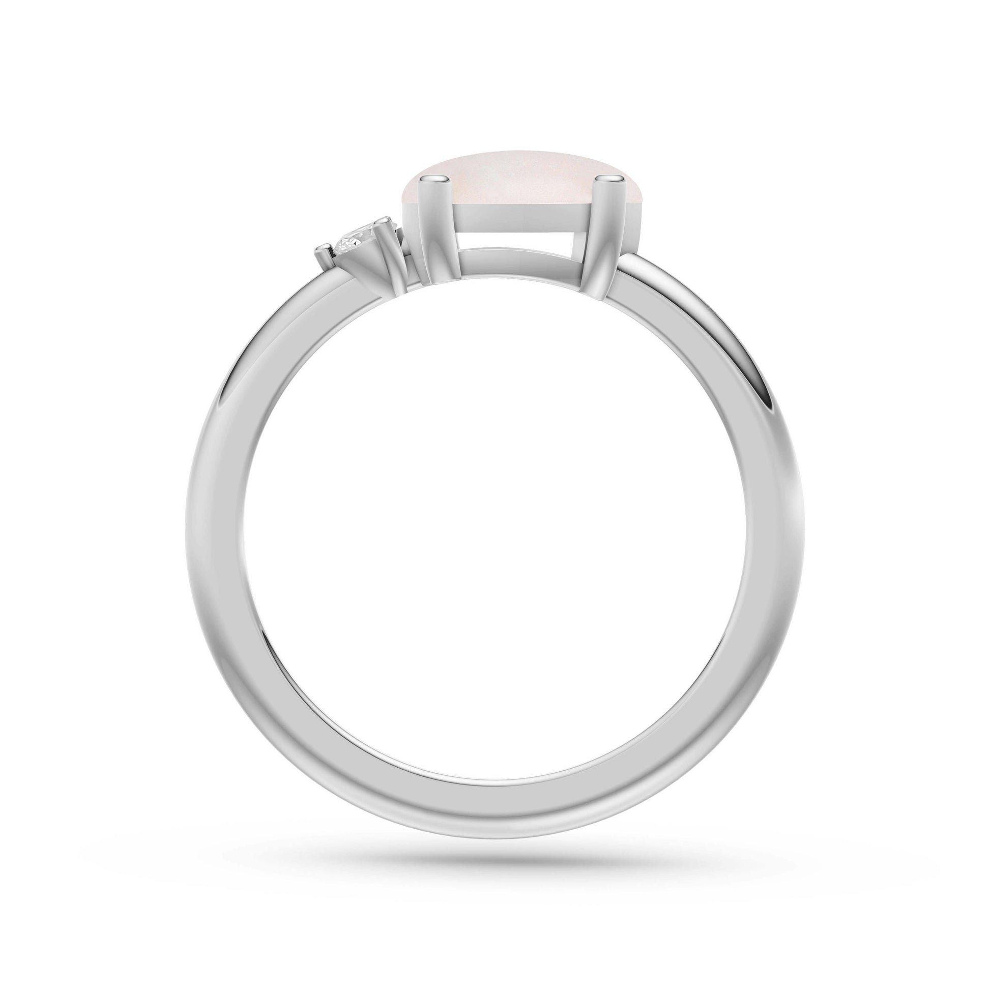 Pear Shape Opal Ring with Round Diamond in 14K Gold