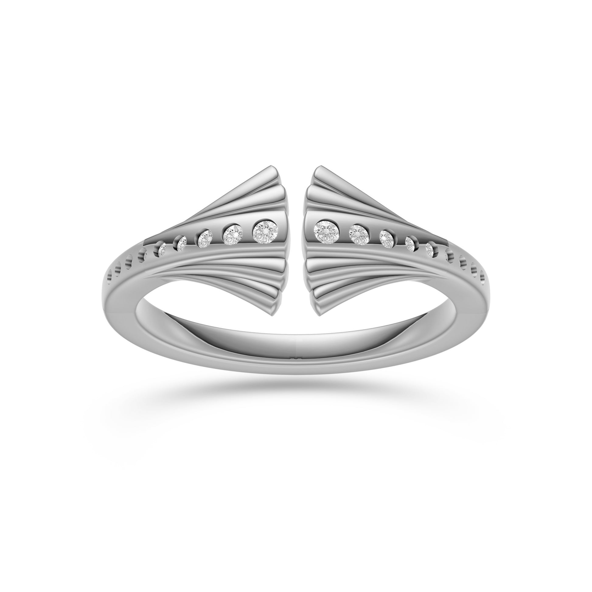 Diamond Studded Leafy Shaped Ring in 14K Gold