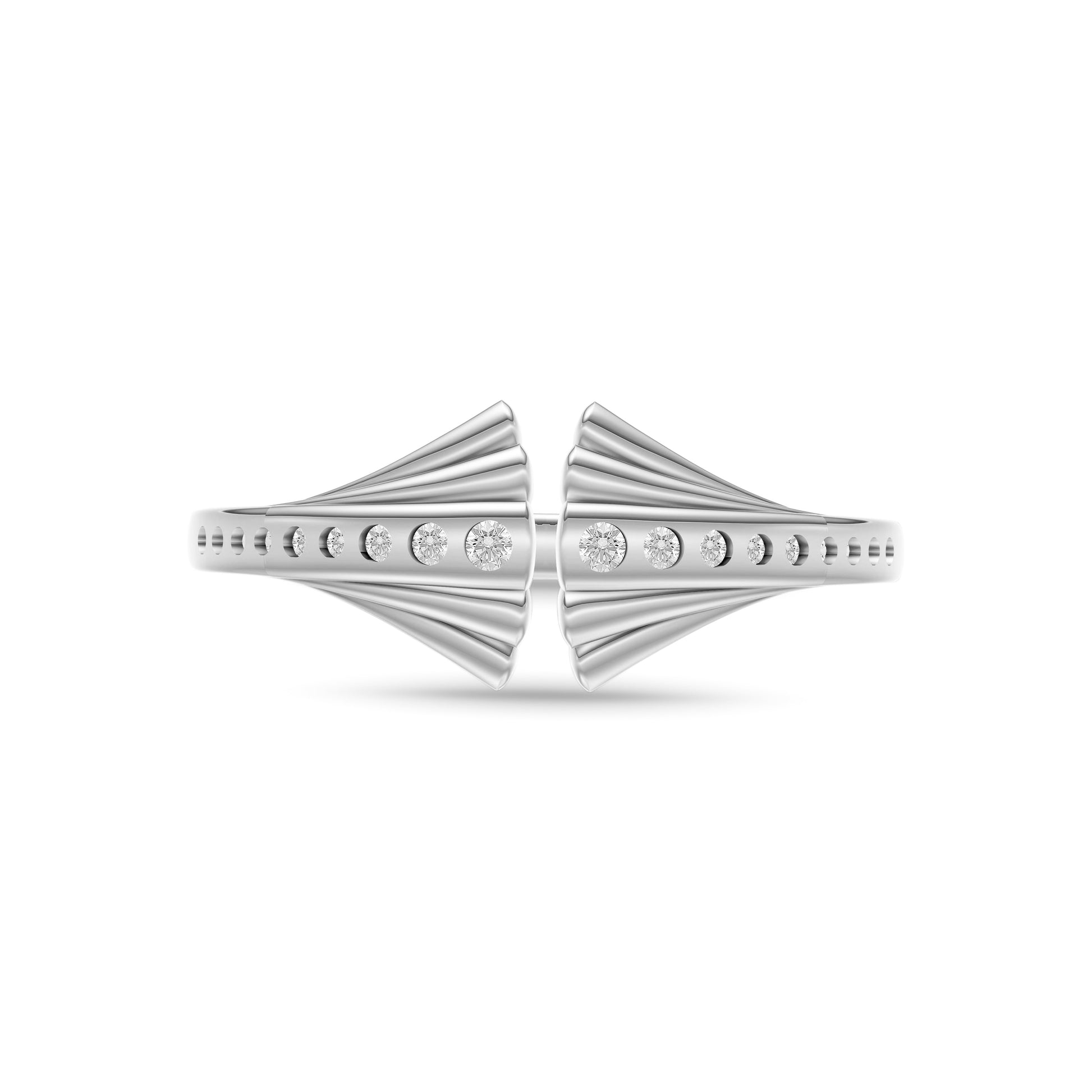 Diamond Studded Leafy Shaped Ring in 14K Gold