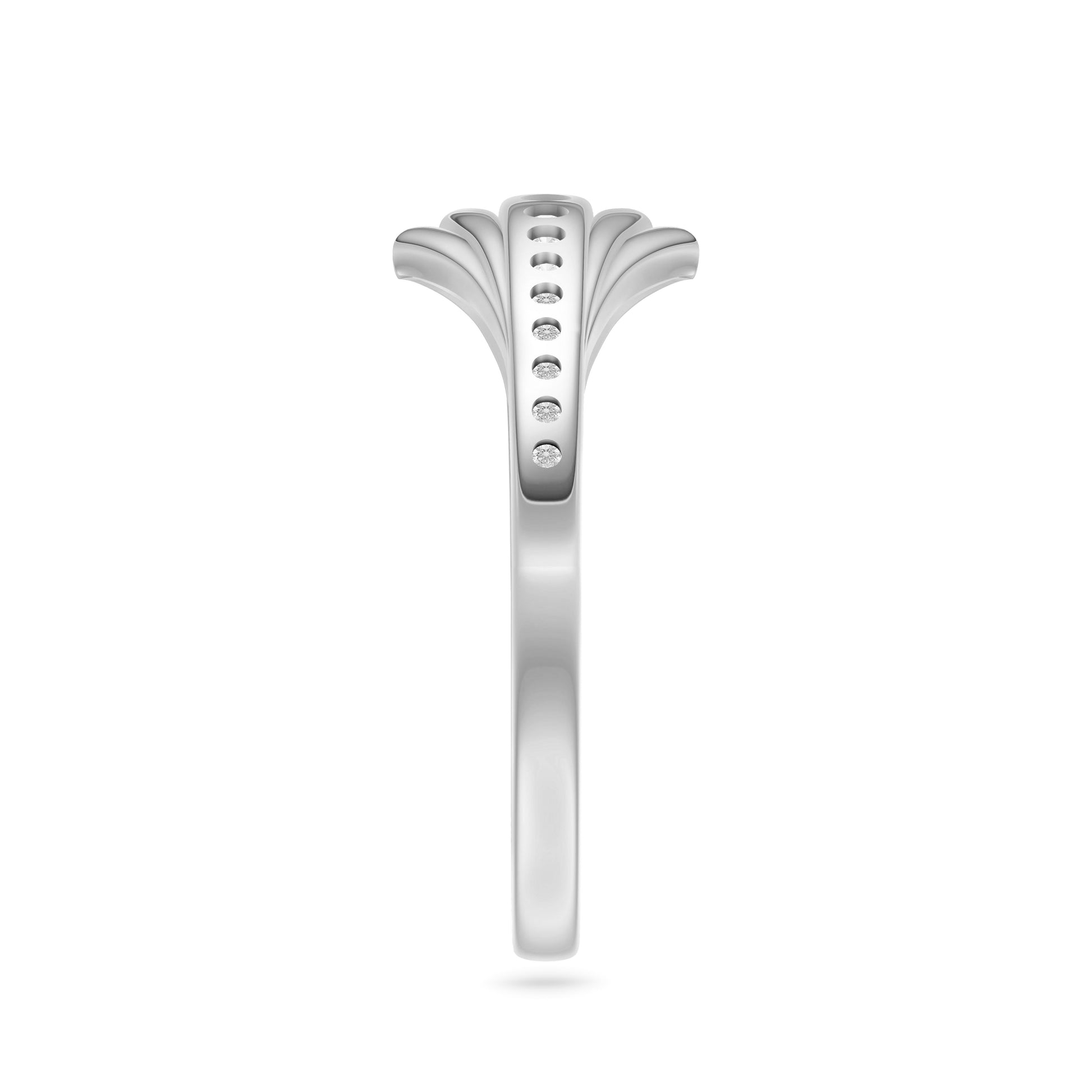 Diamond Studded Leafy Shaped Ring in 14K Gold