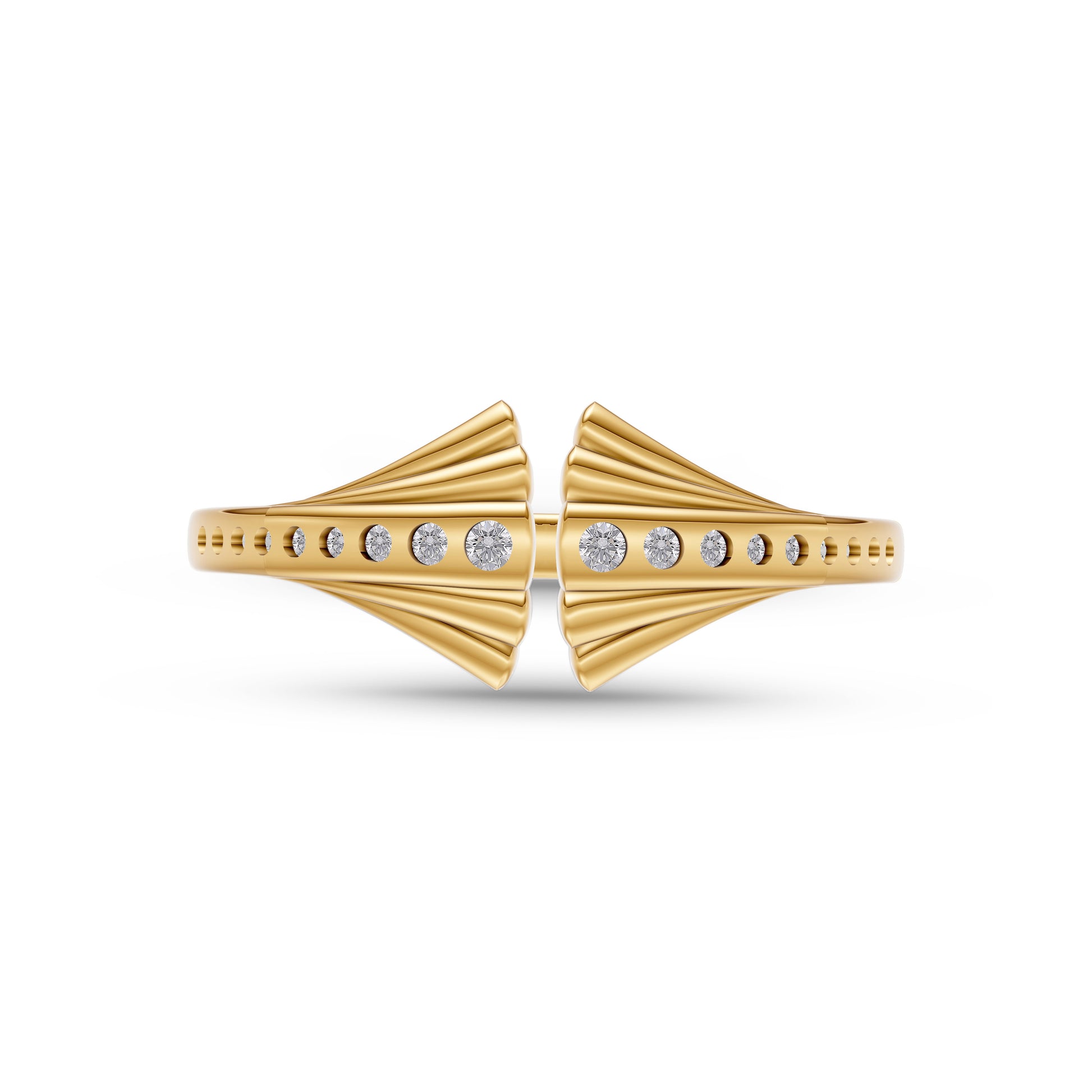Diamond Studded Leafy Shaped Ring in 14K Gold