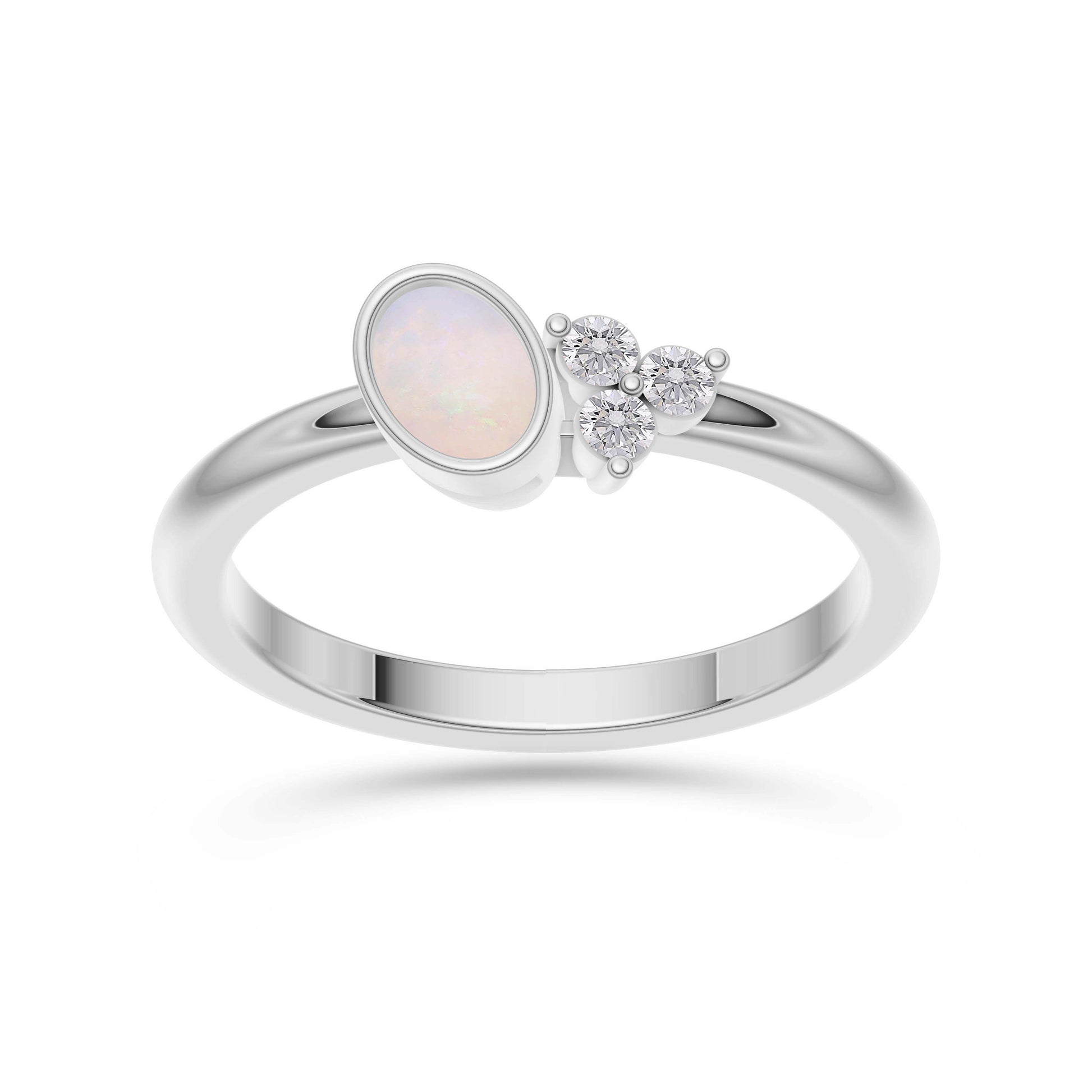 Opal Floral Diamond Ring in 14K Gold