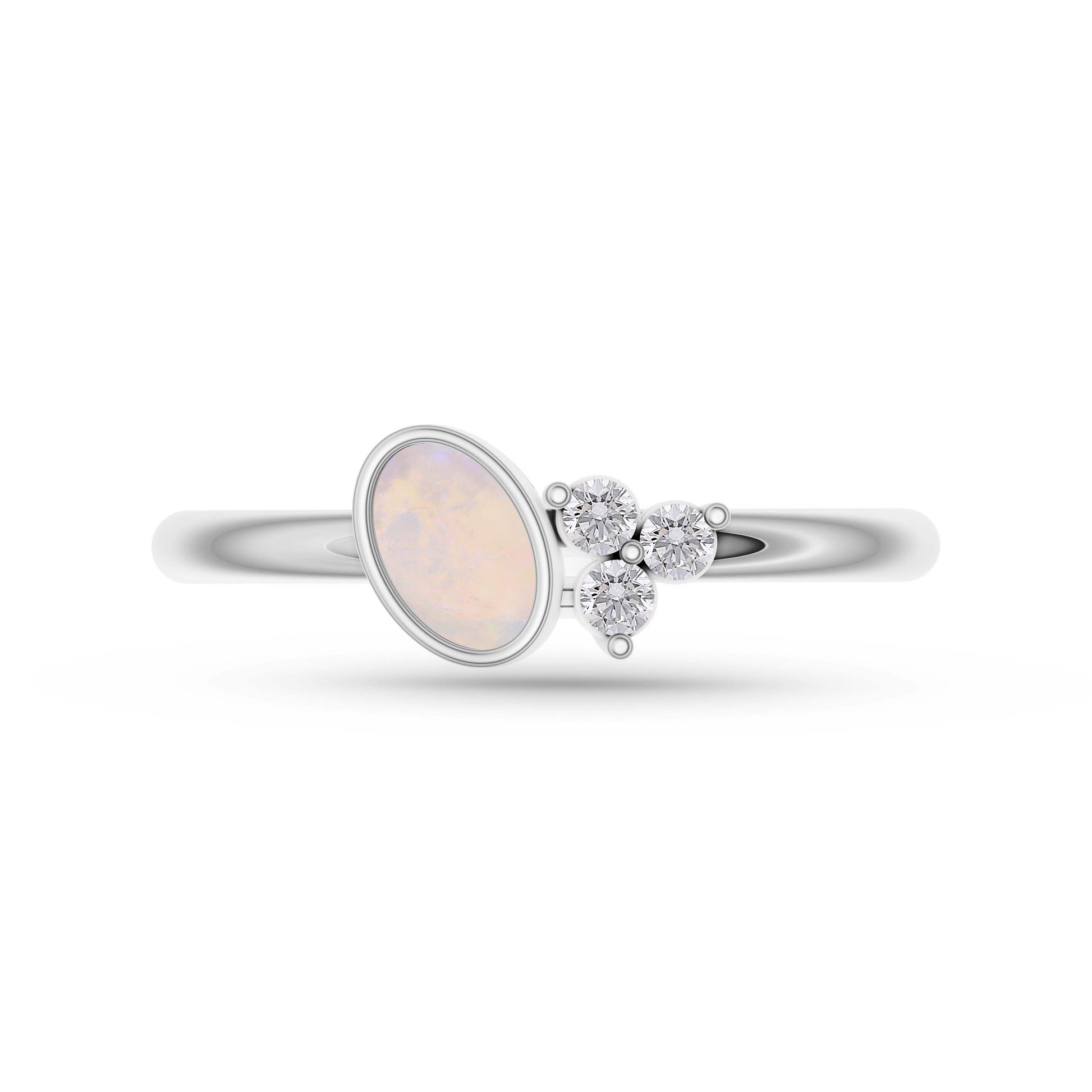 Opal Floral Diamond Ring in 14K Gold