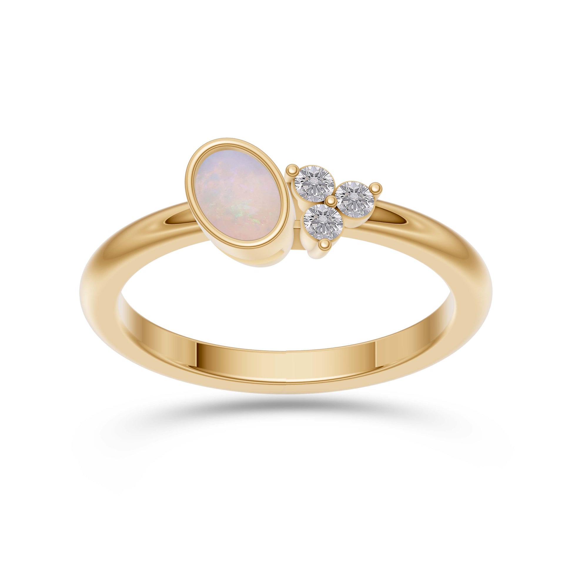 Opal Floral Diamond Ring in 14K Gold