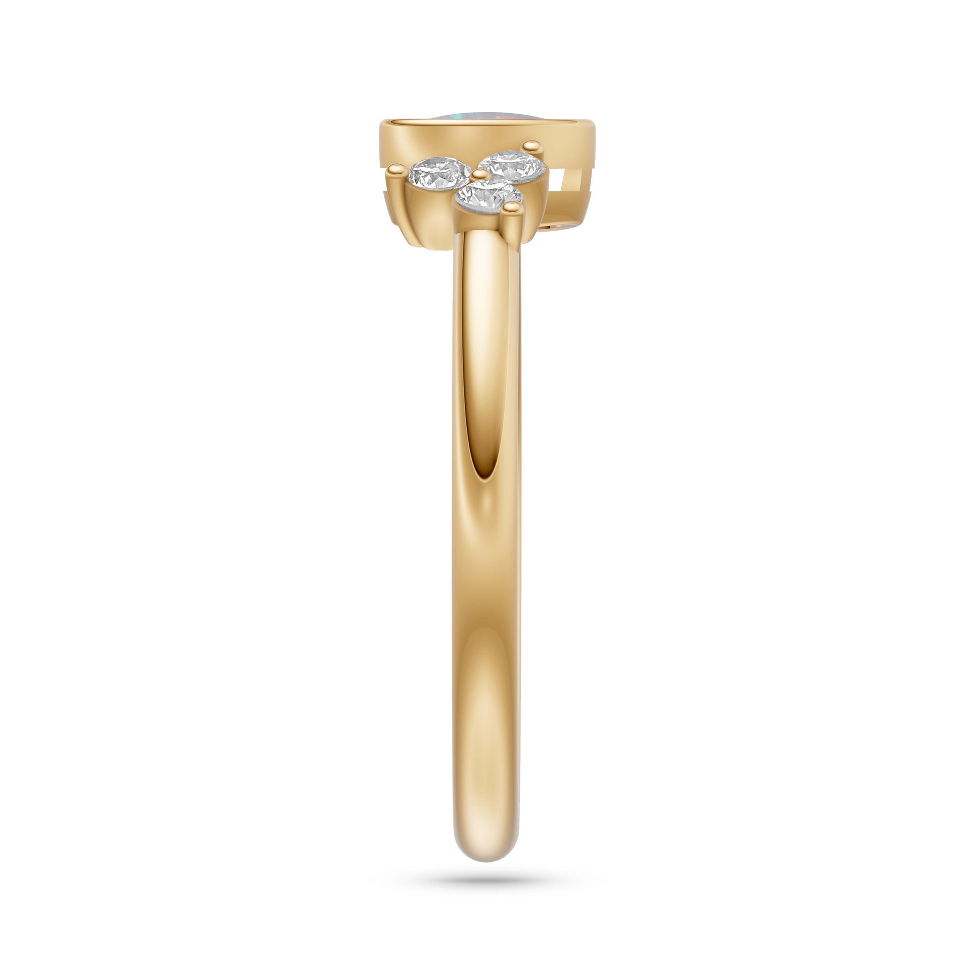Opal Floral Diamond Ring in 14K Gold