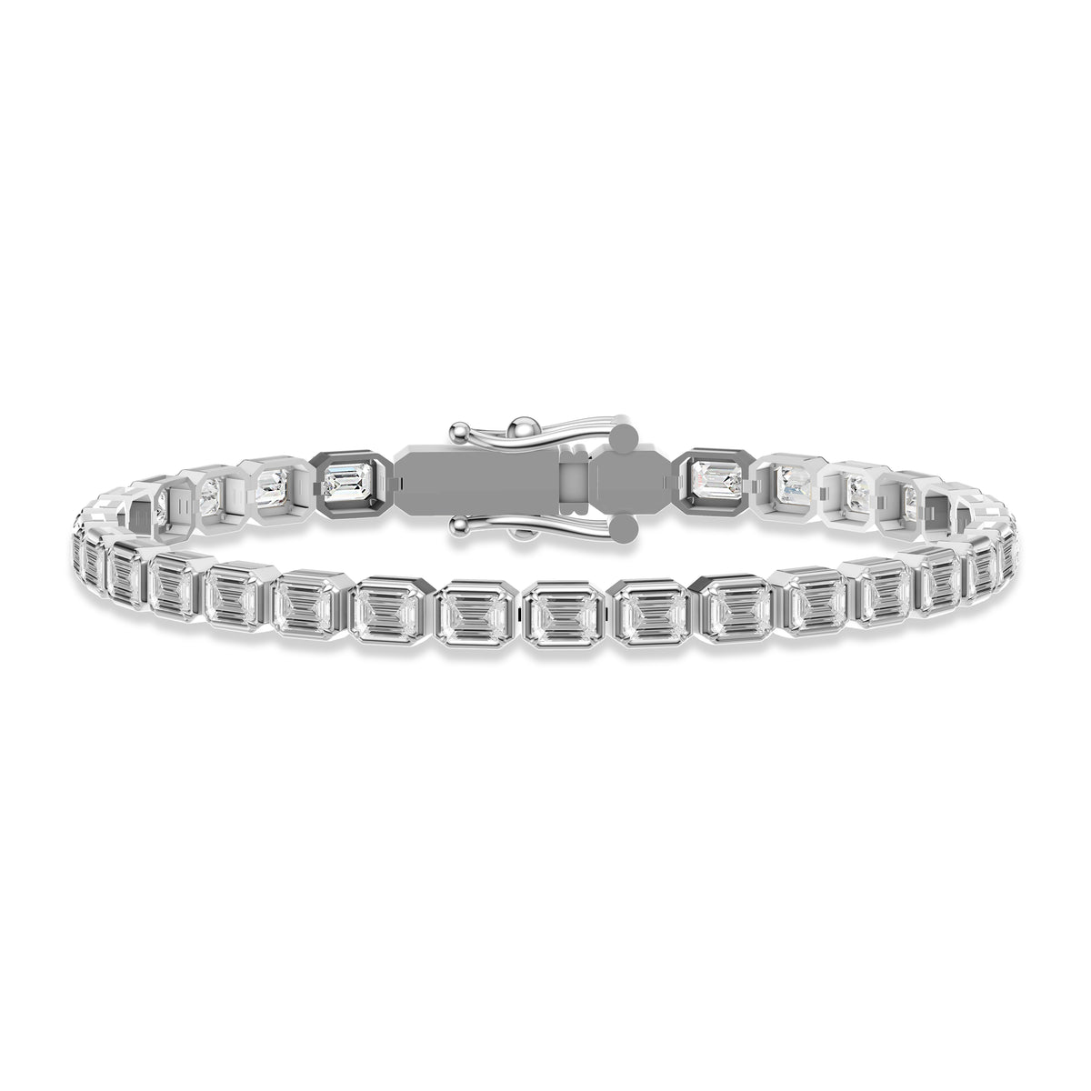 Emerald-Cut Bezel Diamond Tennis Bracelet in 14K Gold