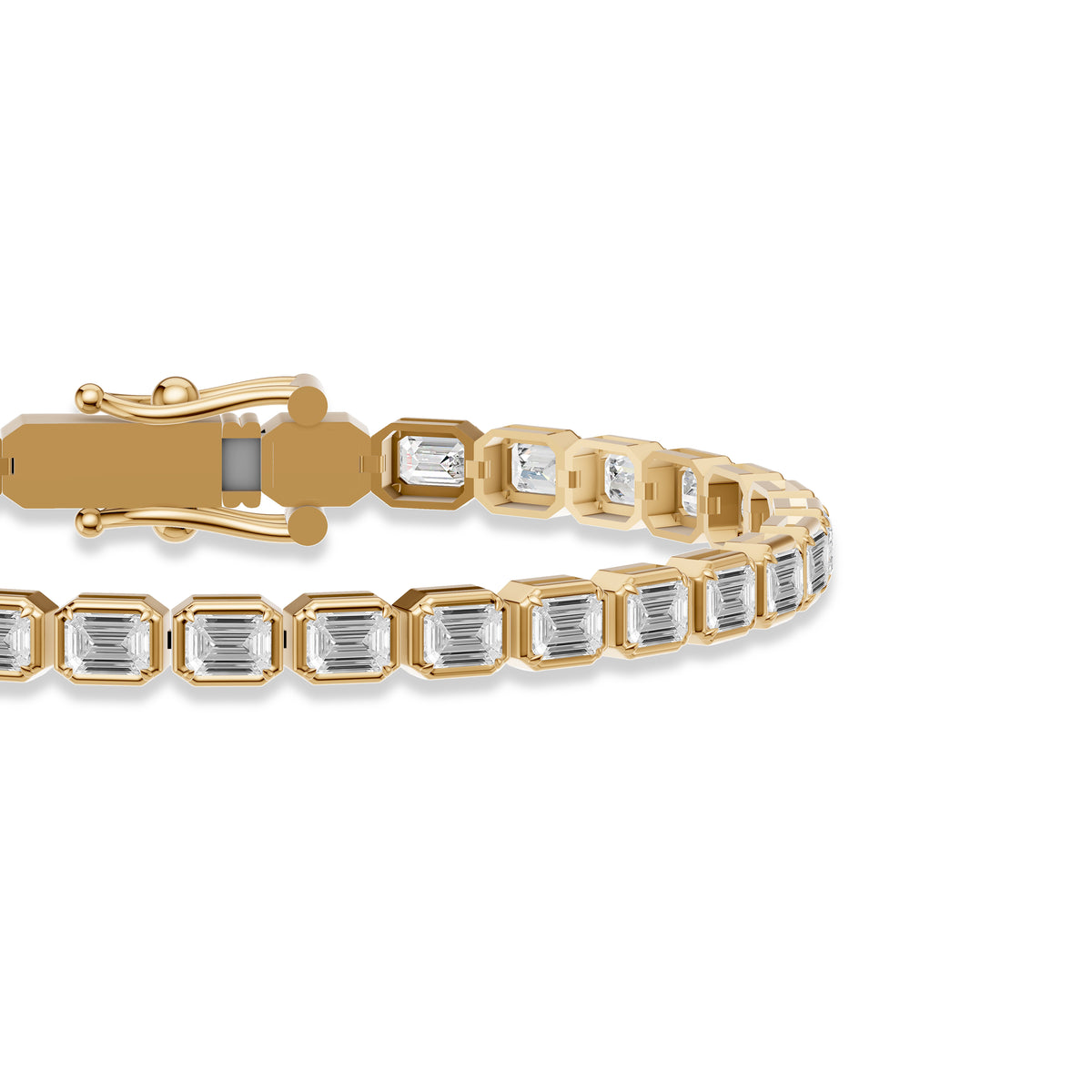 Emerald-Cut Bezel Diamond Tennis Bracelet in 14K Gold