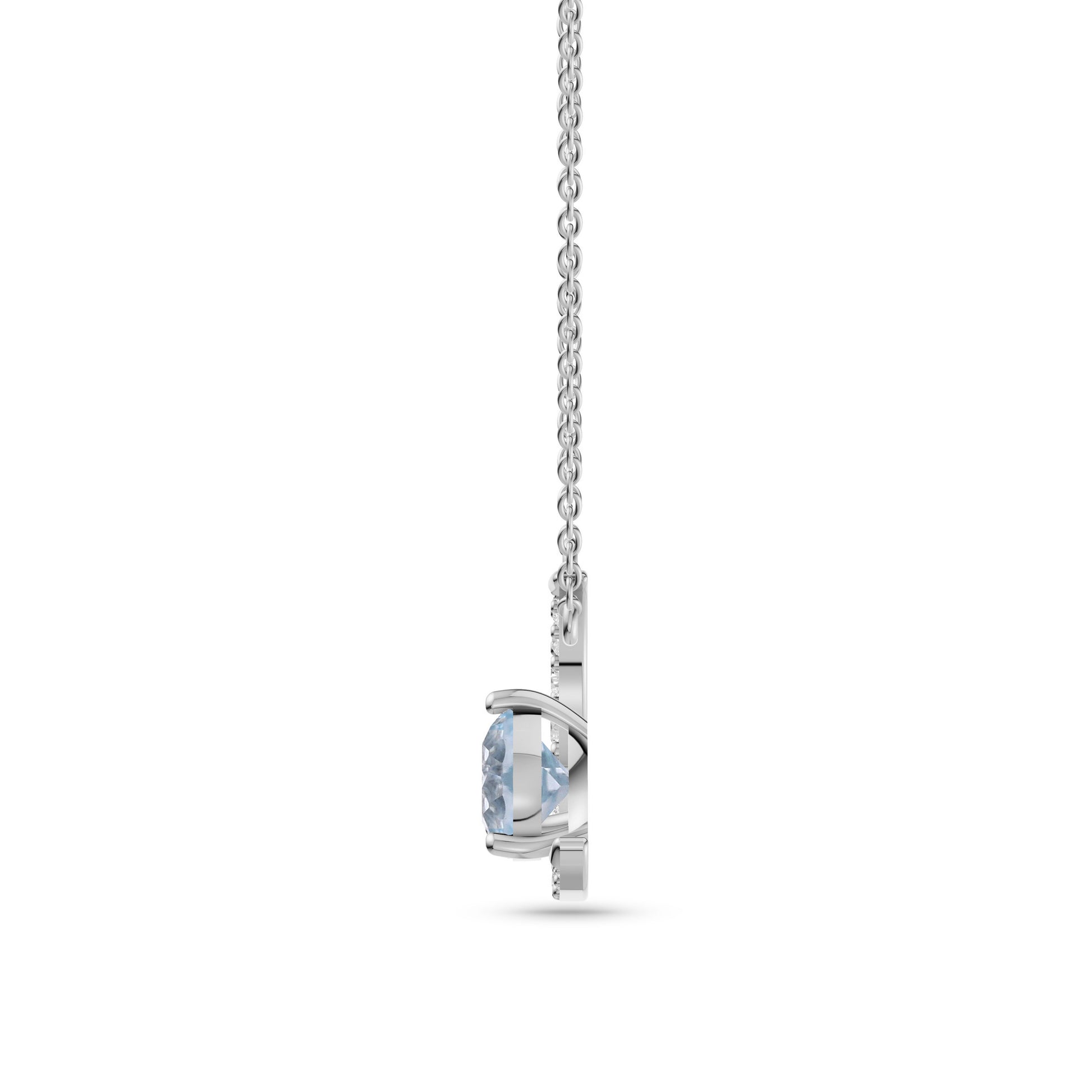 Aquamarine Crescent Moon Necklace In 14K Gold