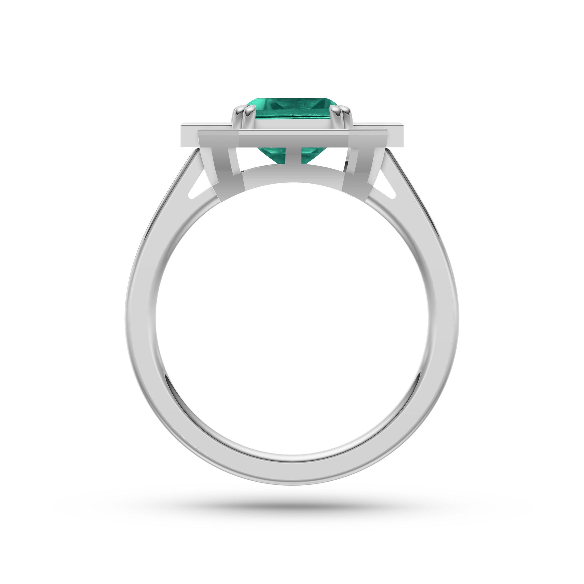 Emerald Cushion Prestige Ring In 14K Gold