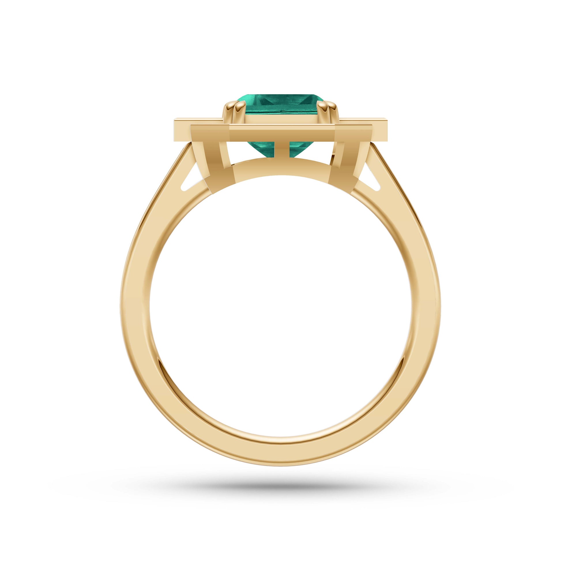 Emerald Cushion Prestige Ring In 14K Gold