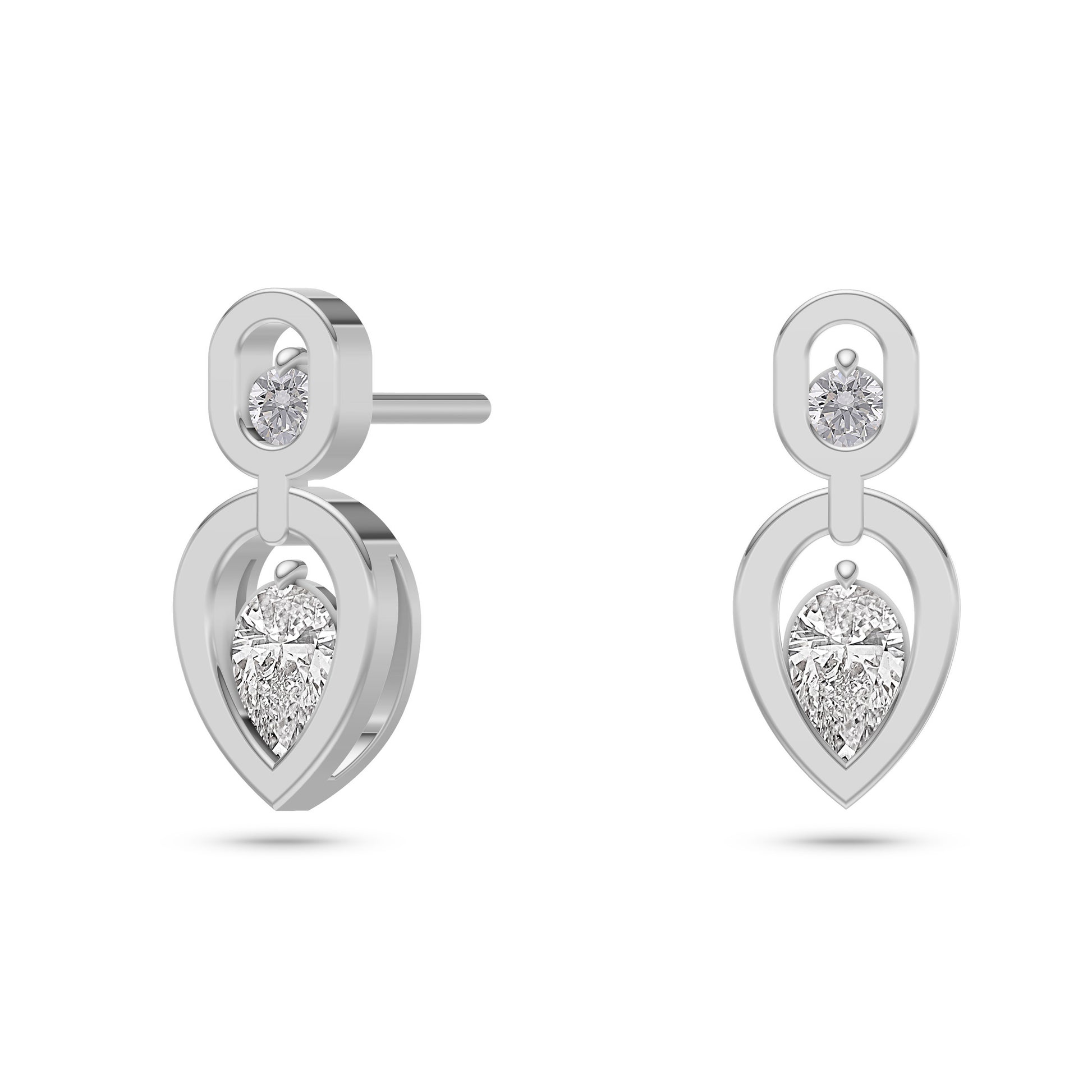 Floating Pear-Shaped Diamond Earrings in 14K Gold
