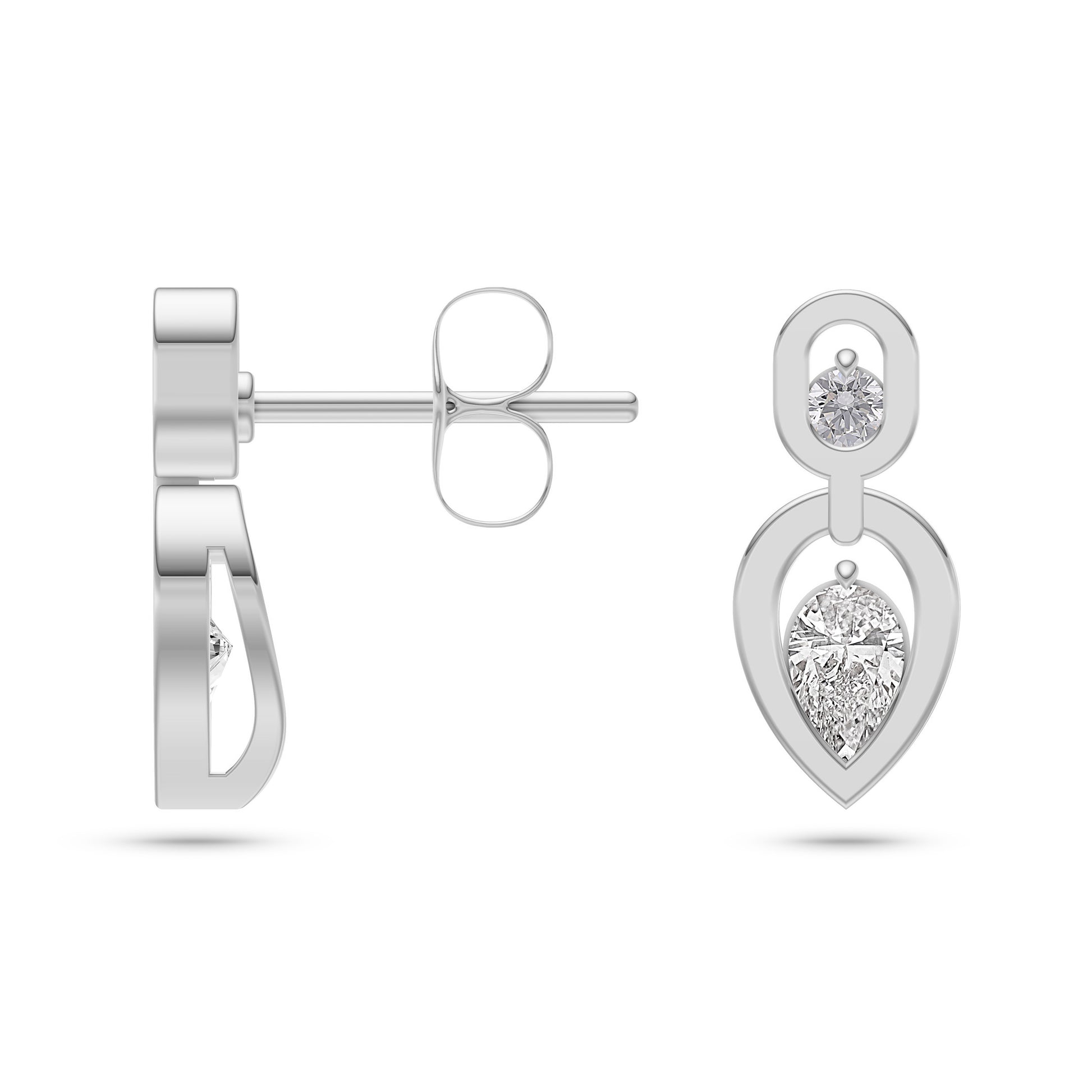 Floating Pear-Shaped Diamond Earrings in 14K Gold