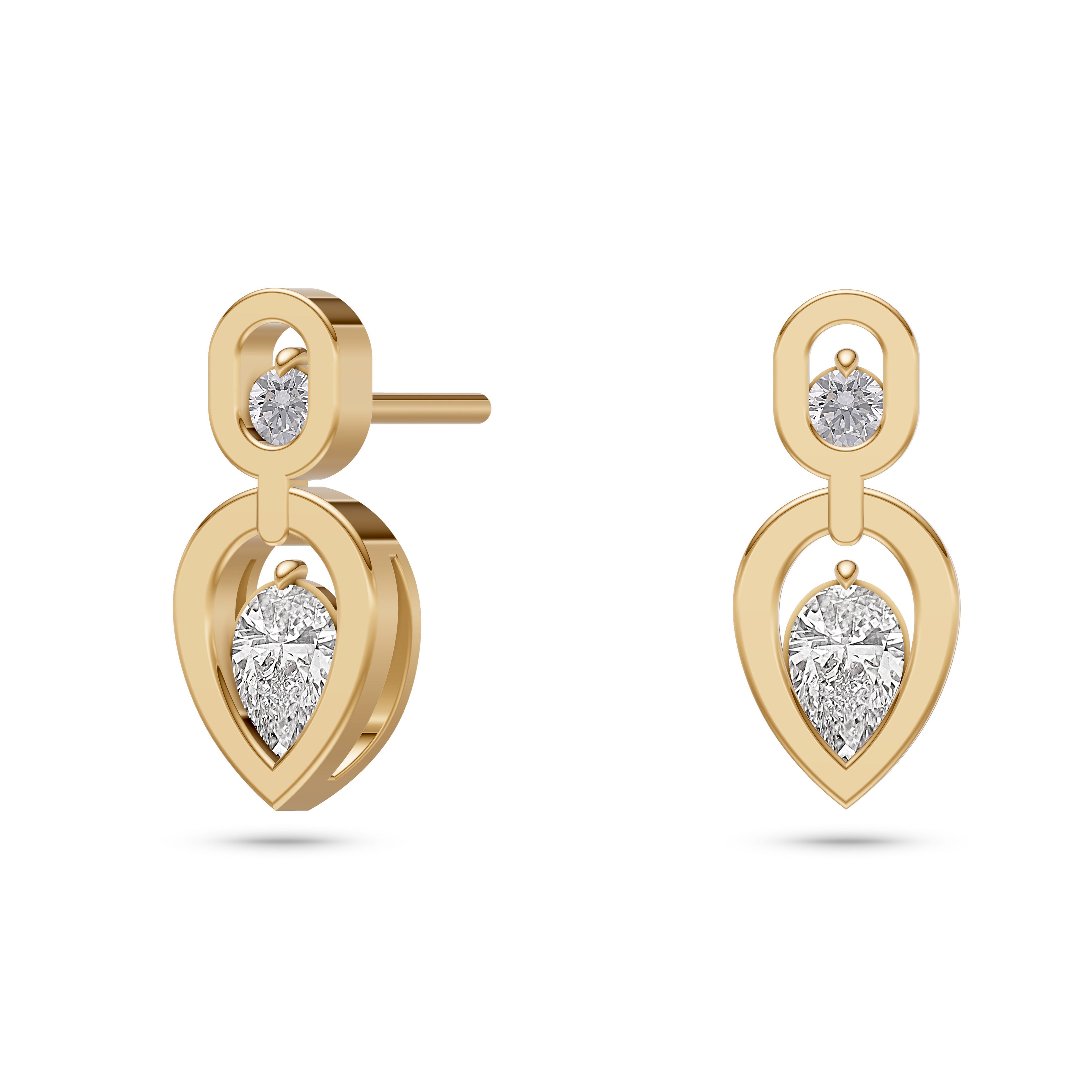 Floating Pear-Shaped Diamond Earrings in 14K Gold