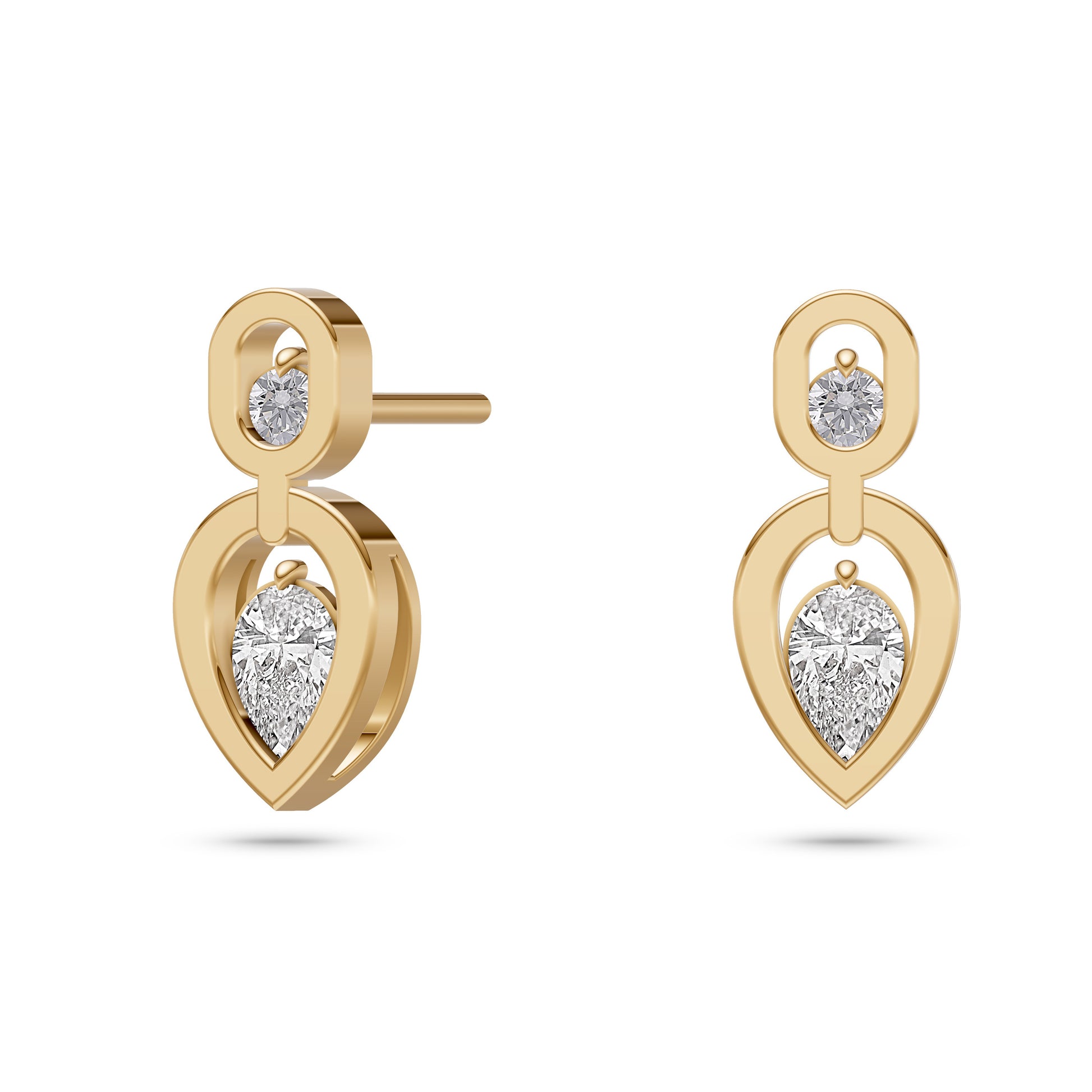 Floating Pear-Shaped Diamond Earrings in 14K Gold