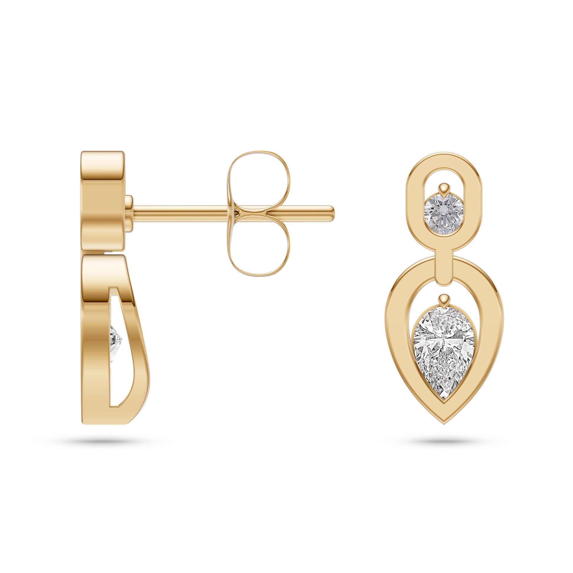 Floating Pear-Shaped Diamond Earrings in 14K Gold