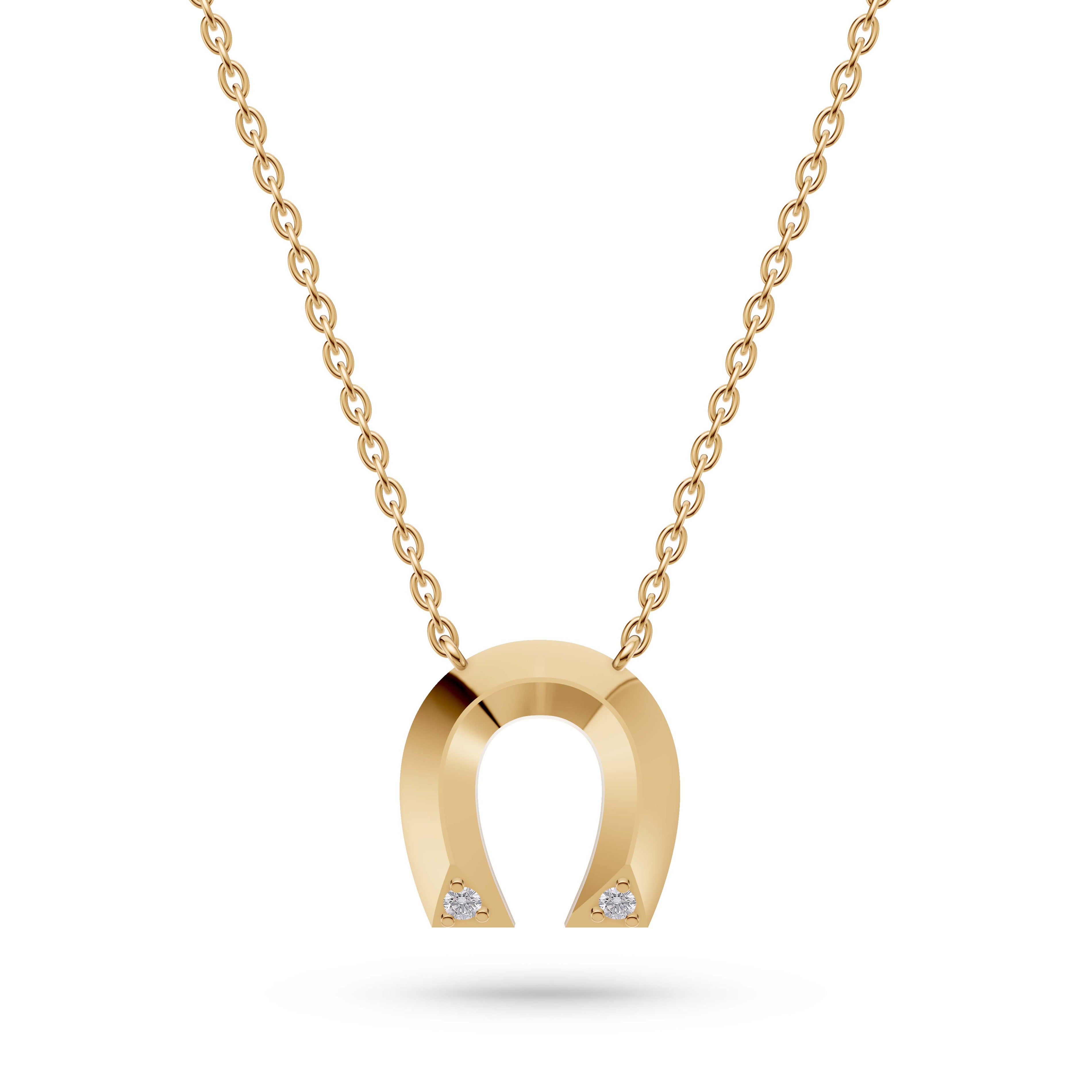 Fortuna Diamond Horseshoe Pendant In 14K Gold