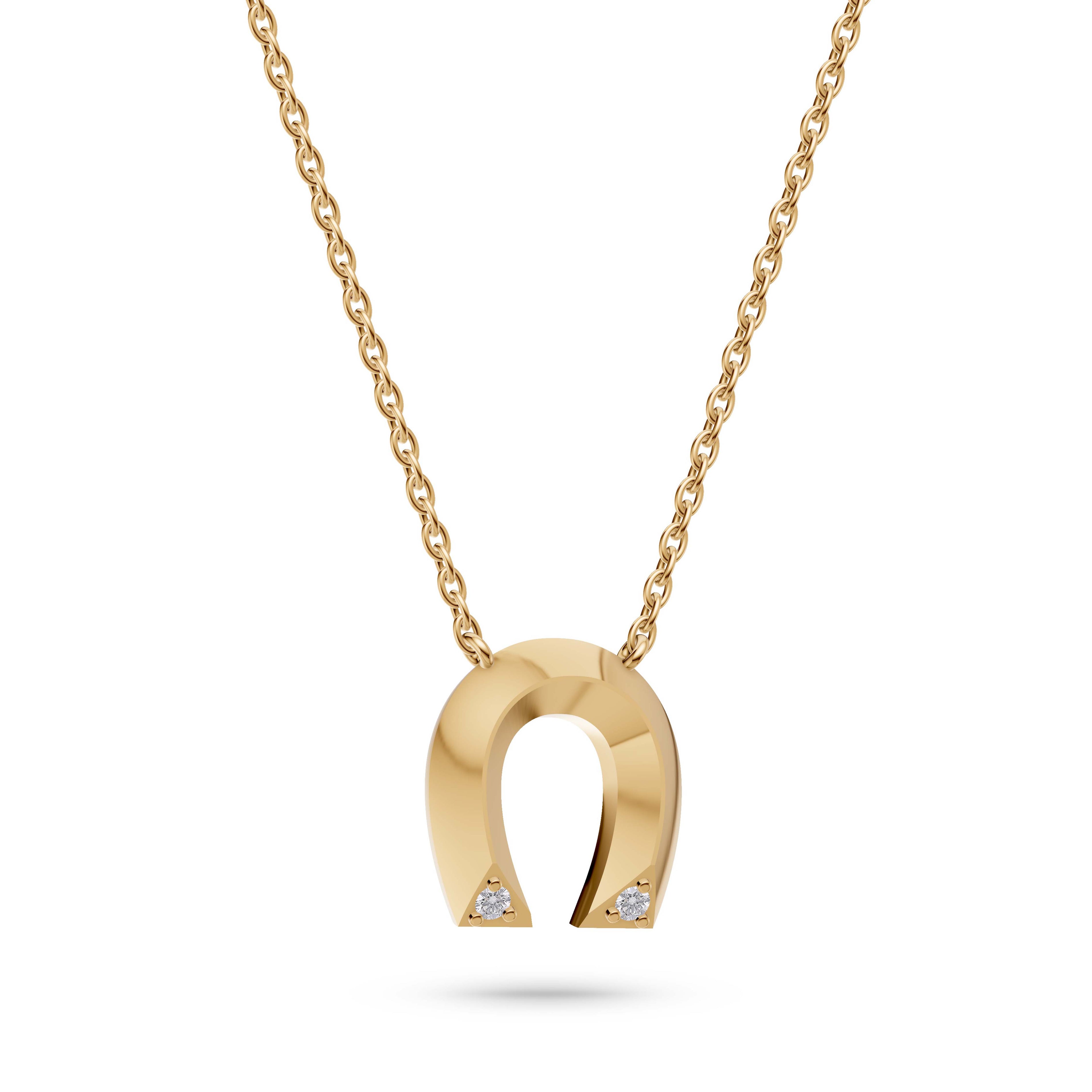 Fortuna Diamond Horseshoe Pendant In 14K Gold