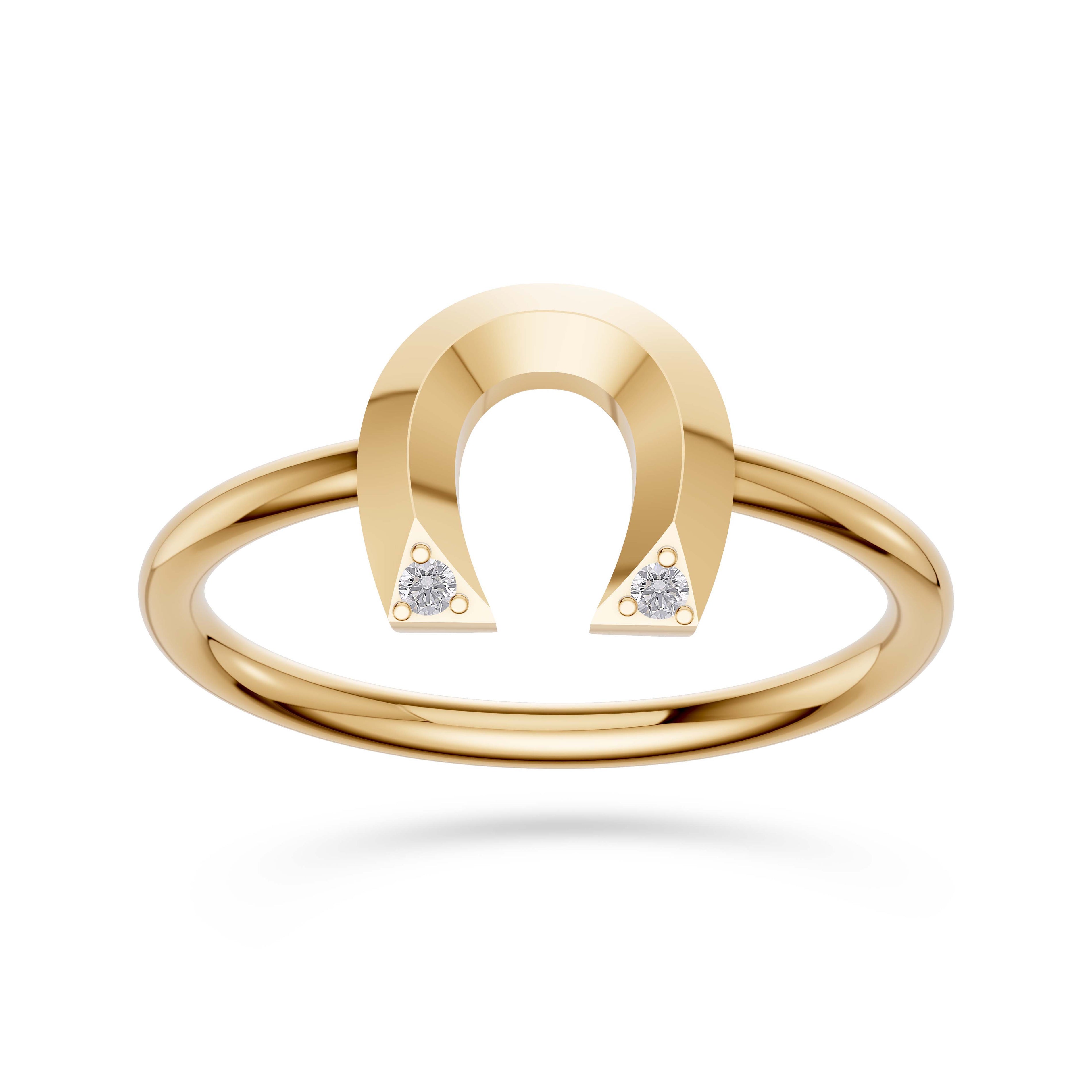 Fortuna Diamond Horseshoe Ring In 14K Gold