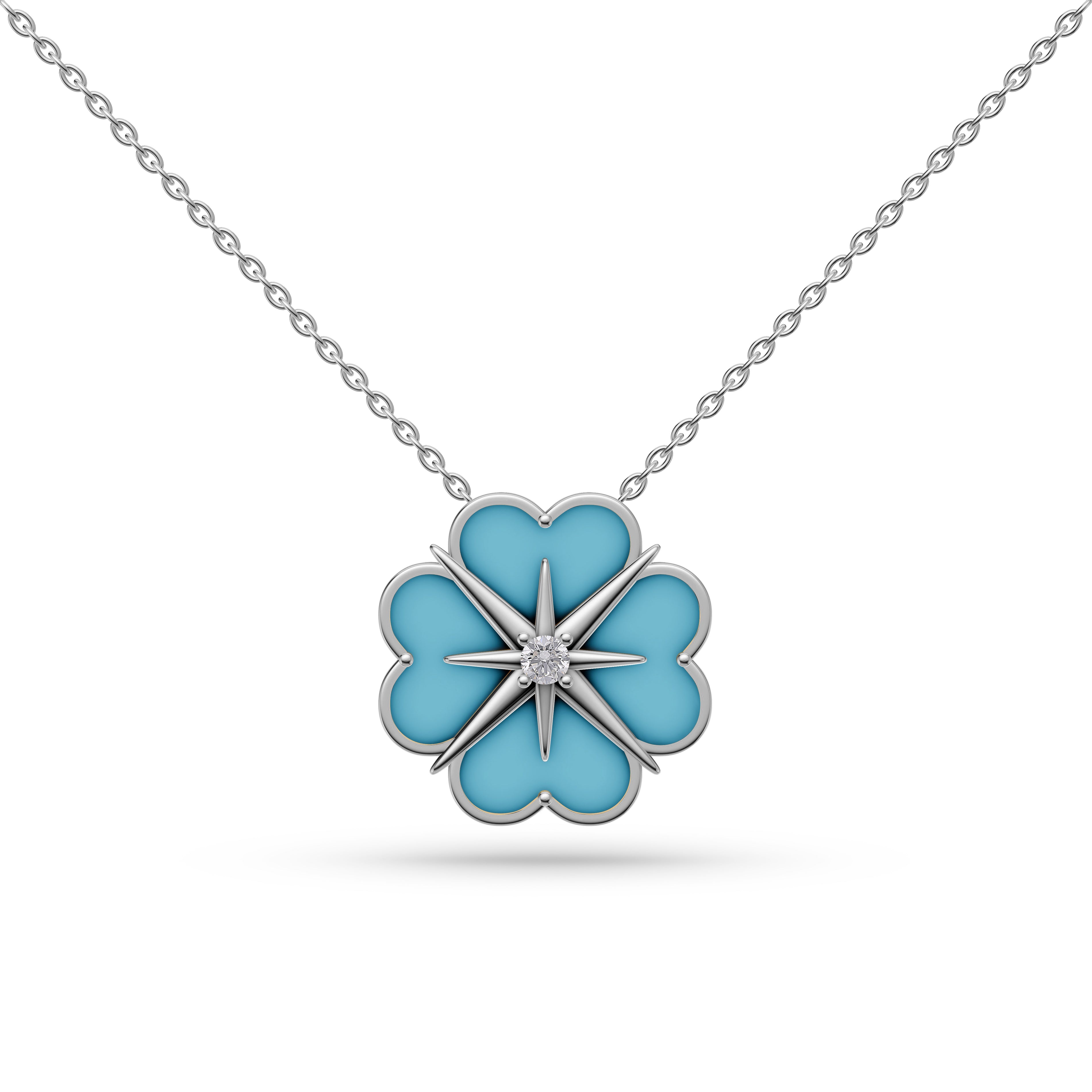 Turquoise Victor Diamond Pendant in 14K Gold