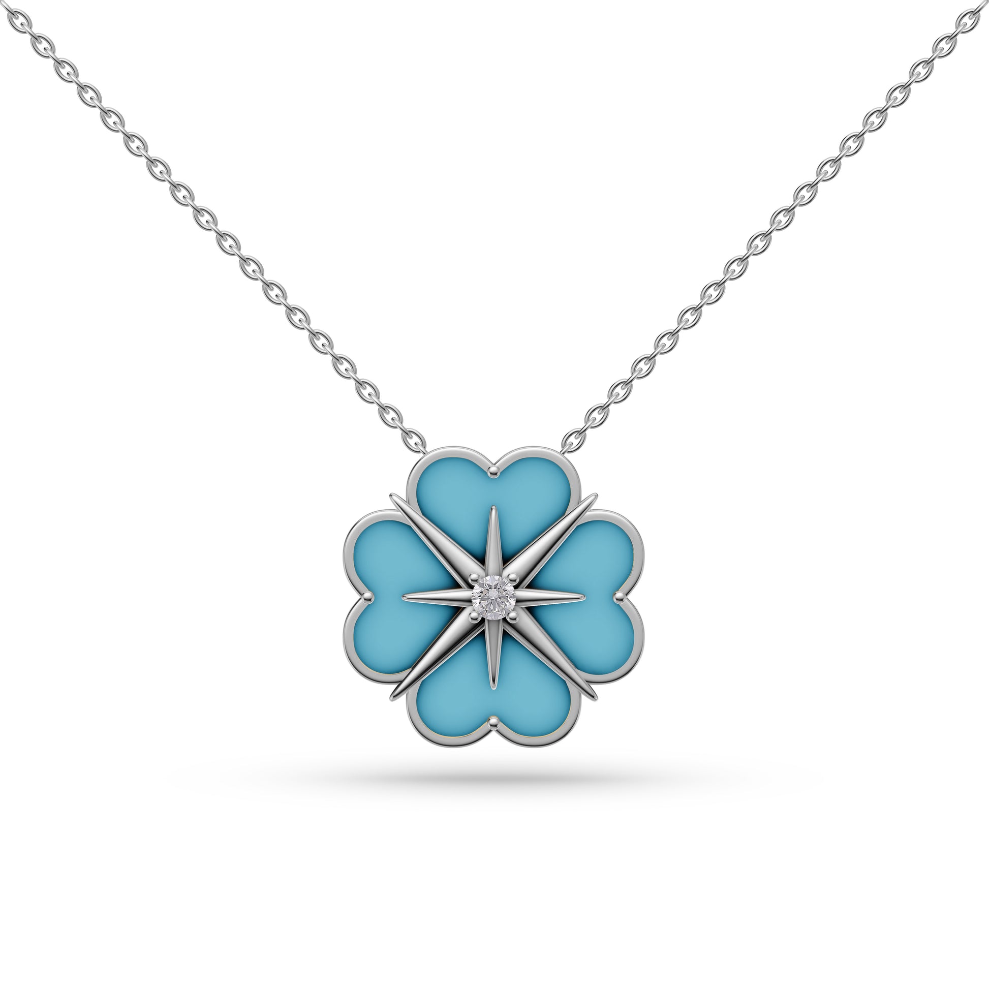Turquoise Victor Diamond Pendant in 14K Gold