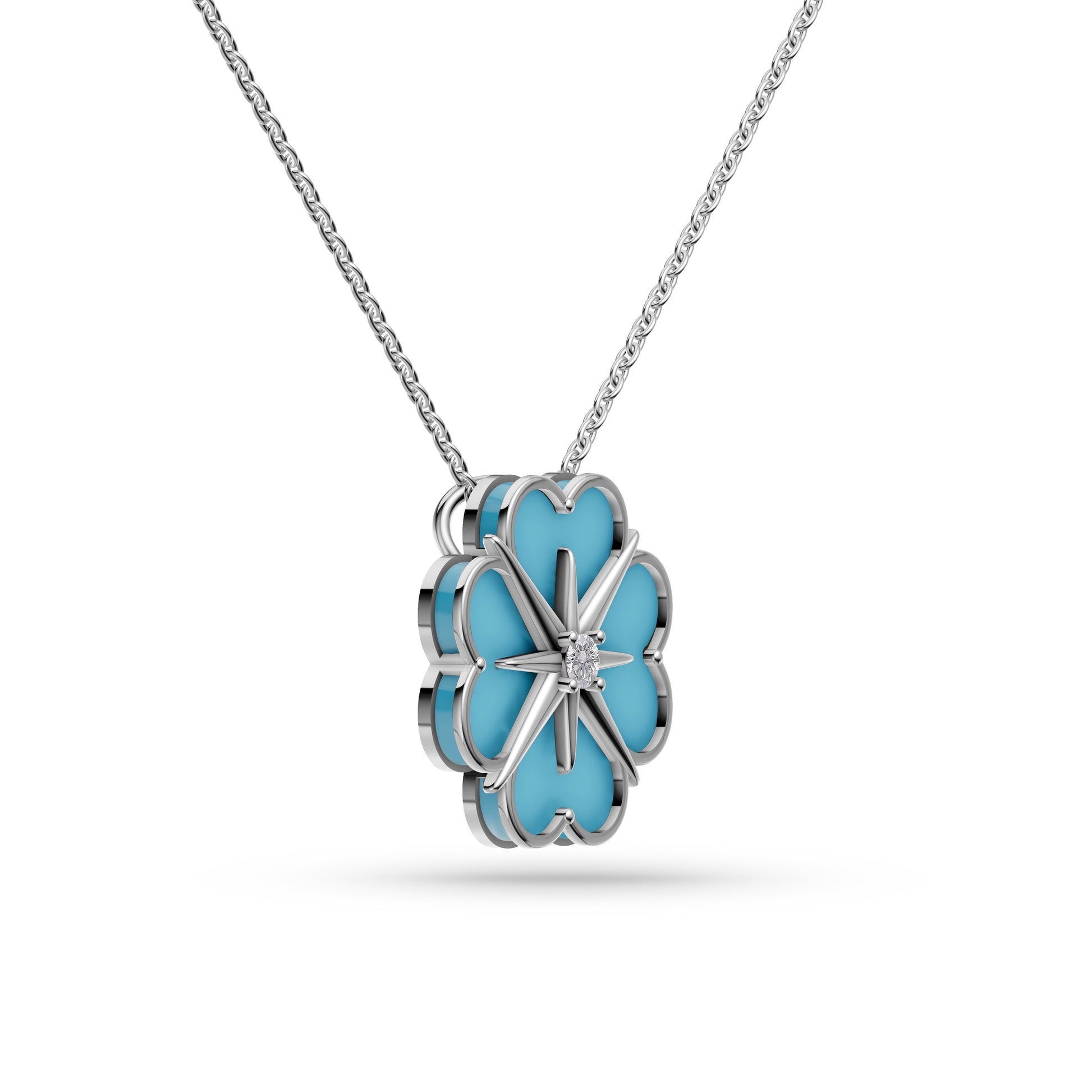 Turquoise Victor Diamond Pendant in 14K Gold