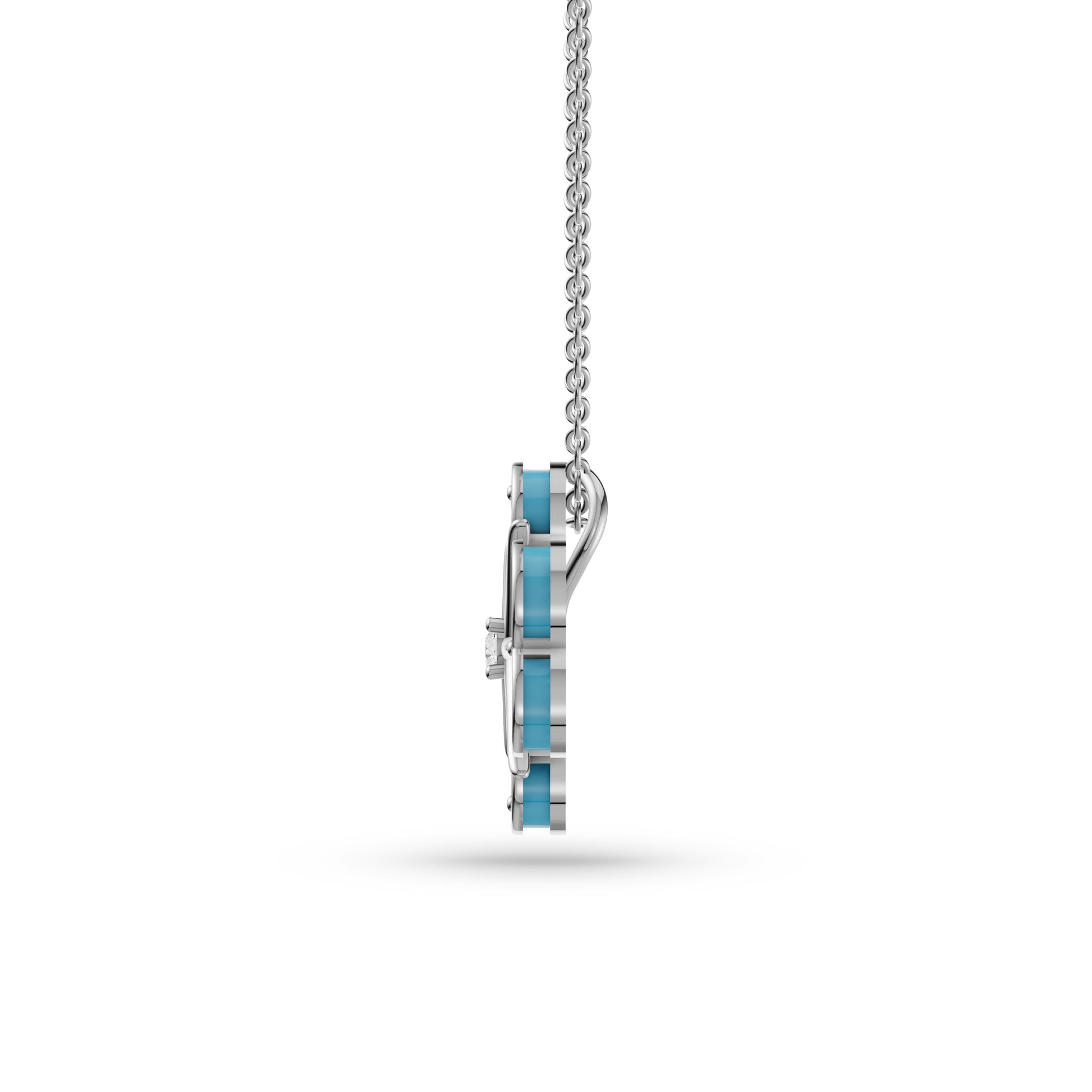 Turquoise Victor Diamond Pendant in 14K Gold