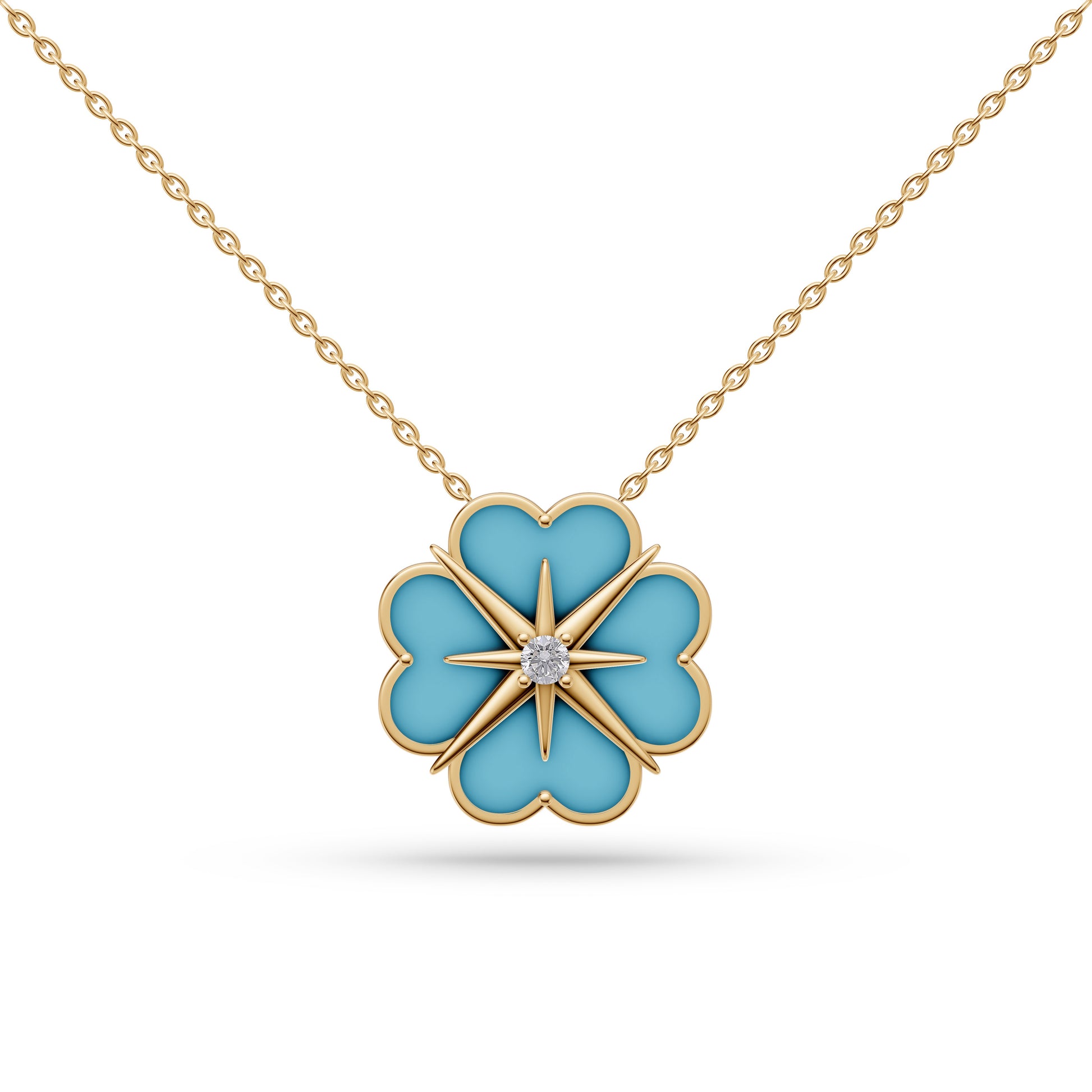 Turquoise Victor Diamond Pendant in 14K Gold