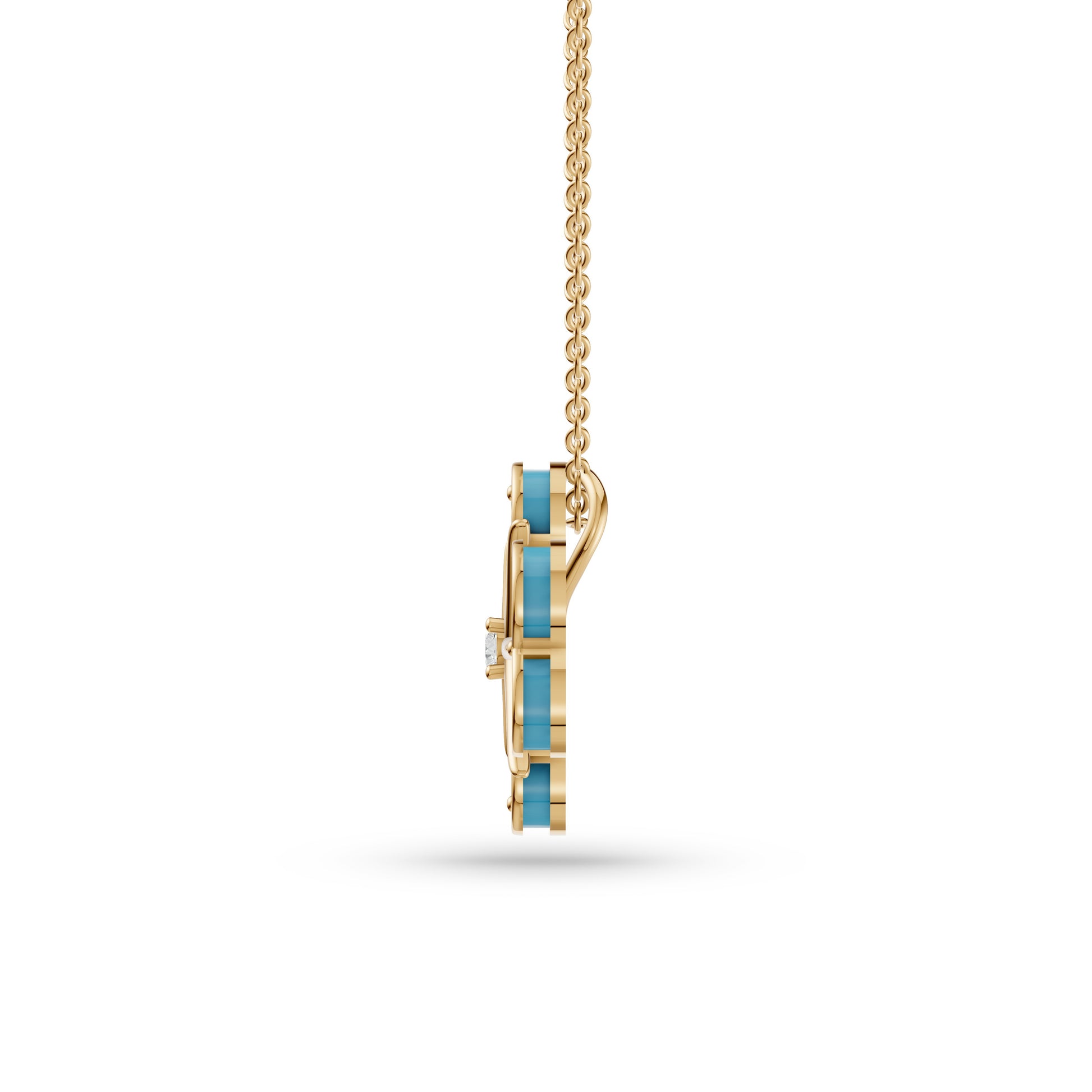 Turquoise Victor Diamond Pendant in 14K Gold