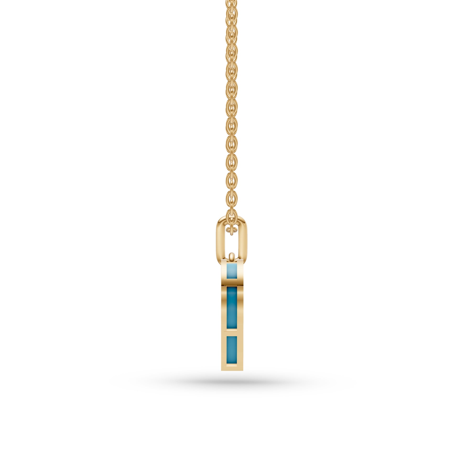 Turquoise Sunburst Heart Necklace In 14K Gold