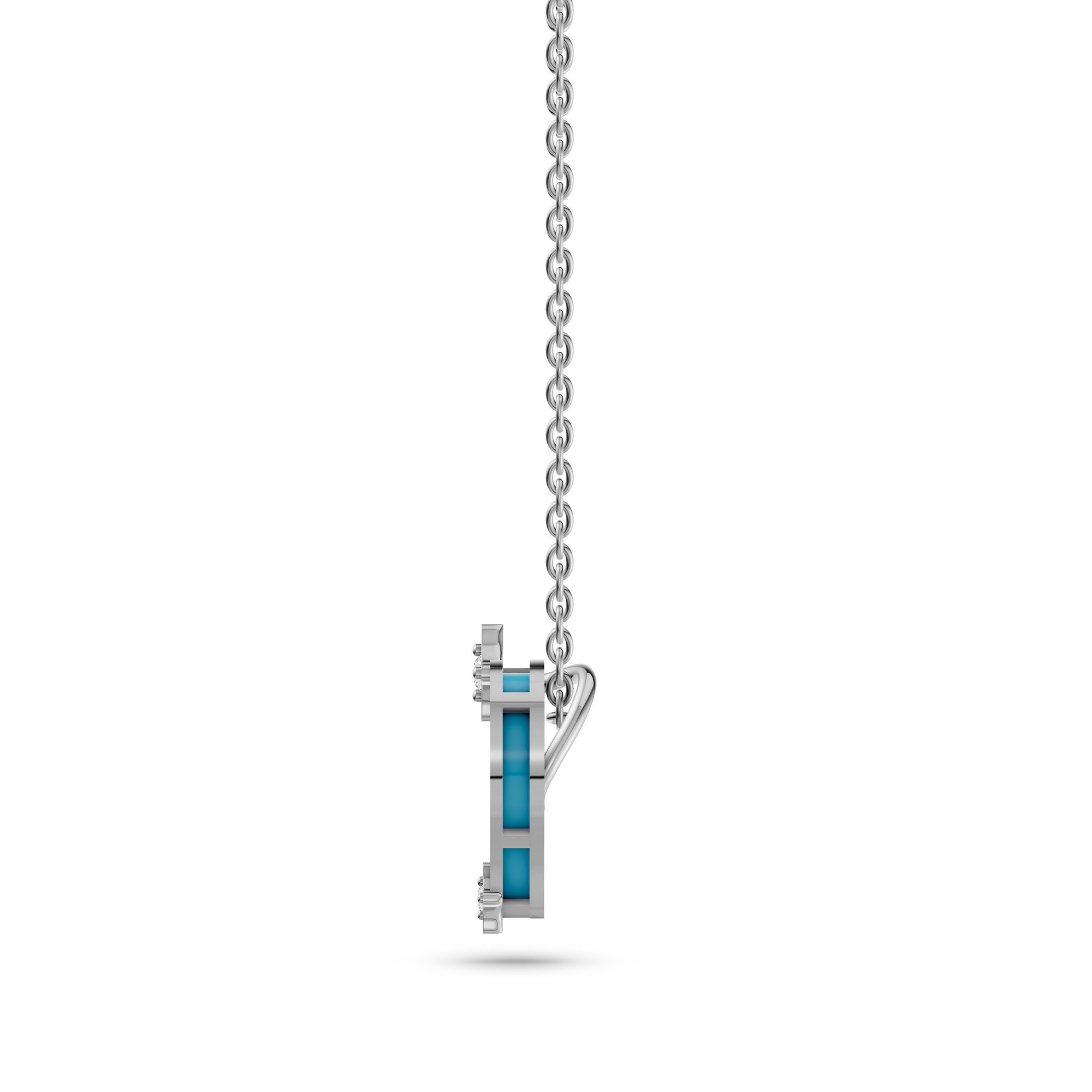 Turquoise Heart Diamond Necklace In 14K Gold