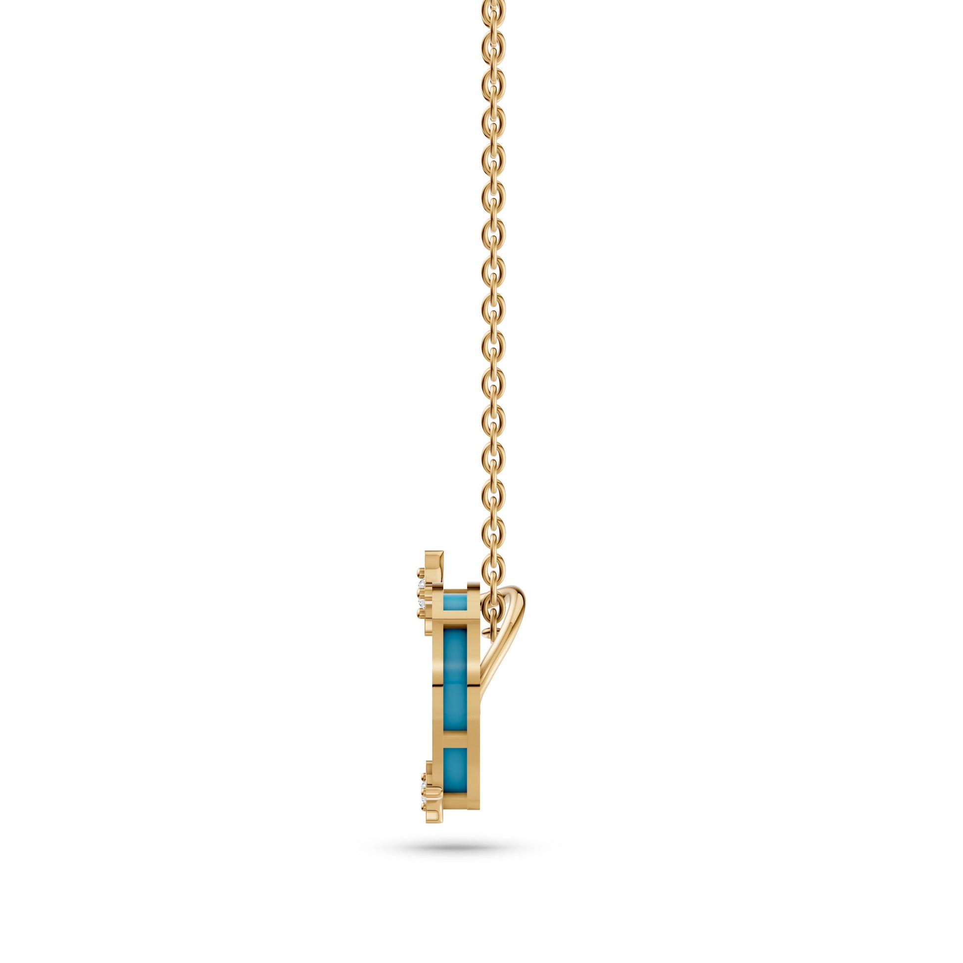 Turquoise Heart Diamond Necklace In 14K Gold