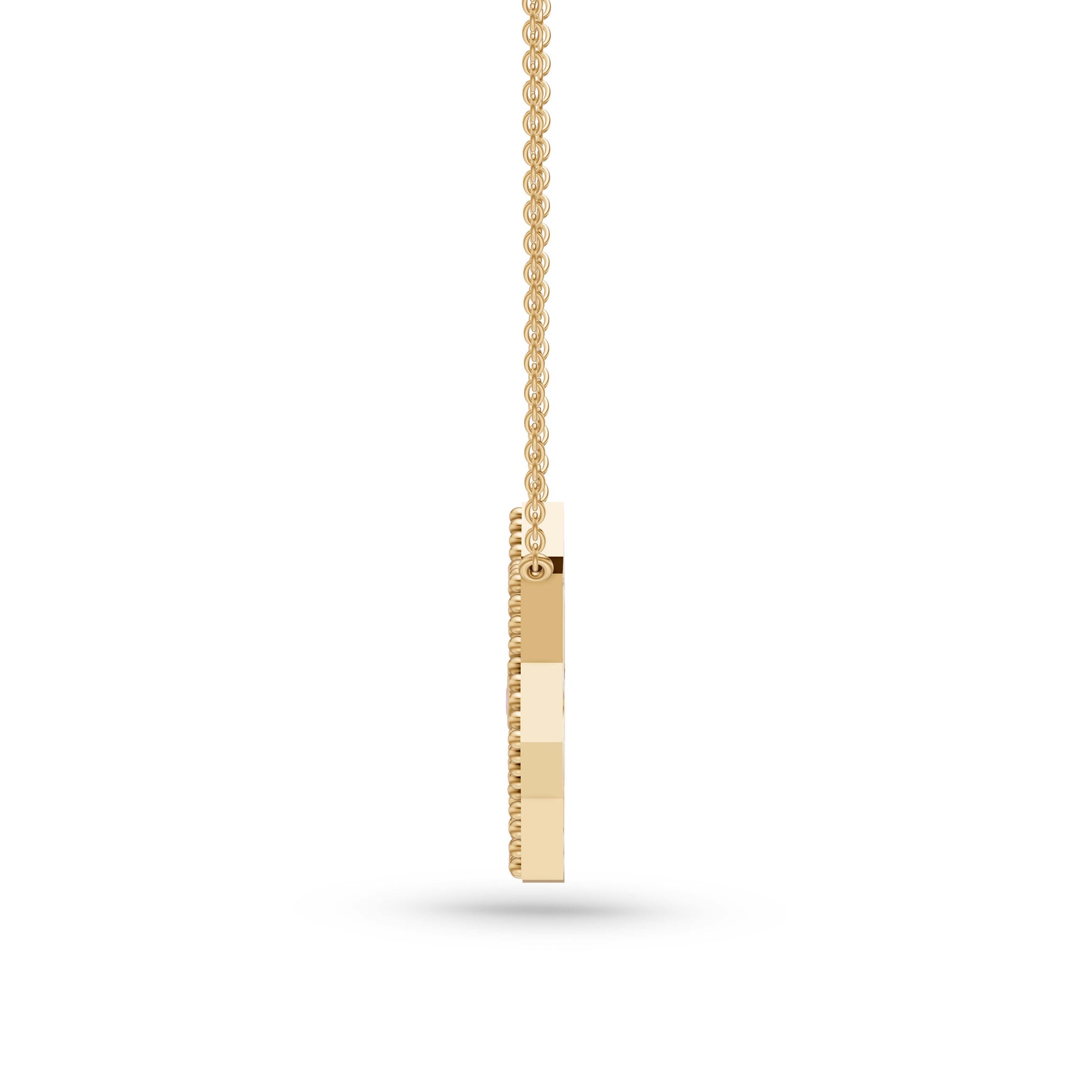 Isola Mother of Pearl Flower Pendant with Pink Sapphire in 14K Gold