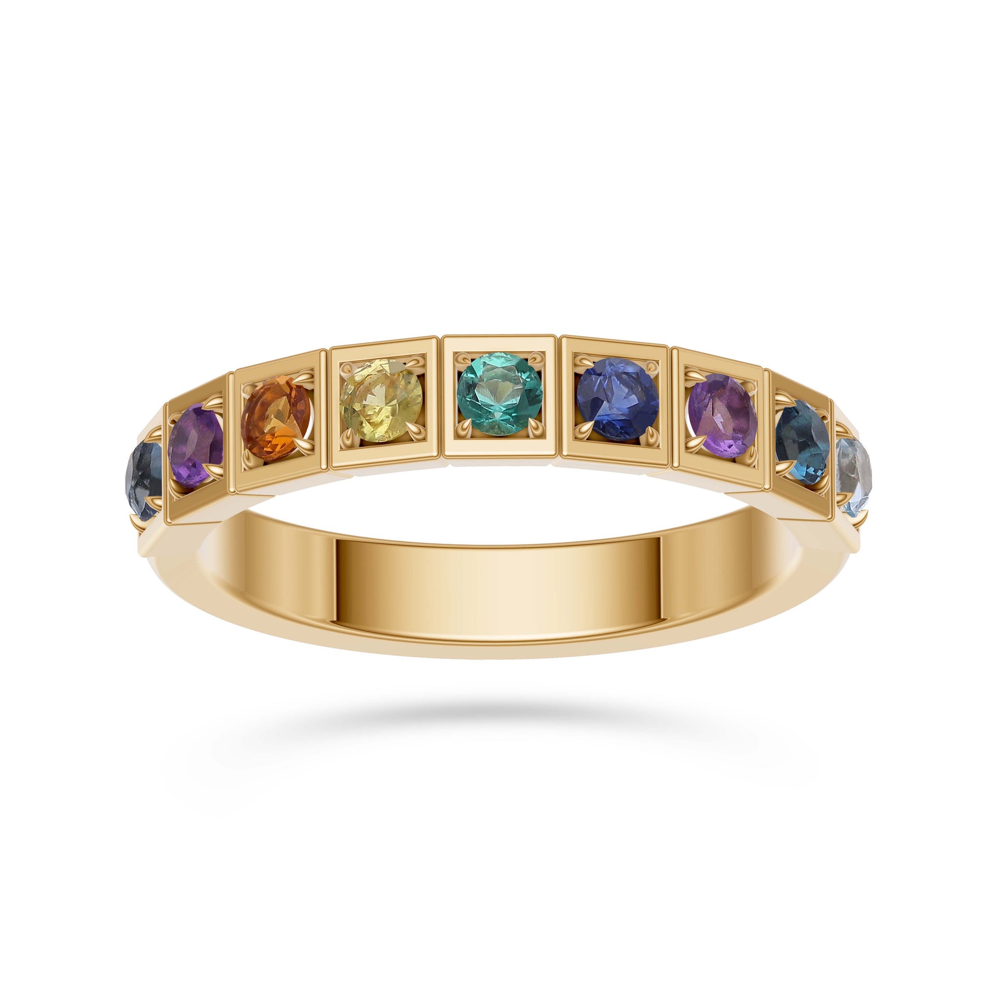 Multi-Color Stackable Ring in 14K Gold
