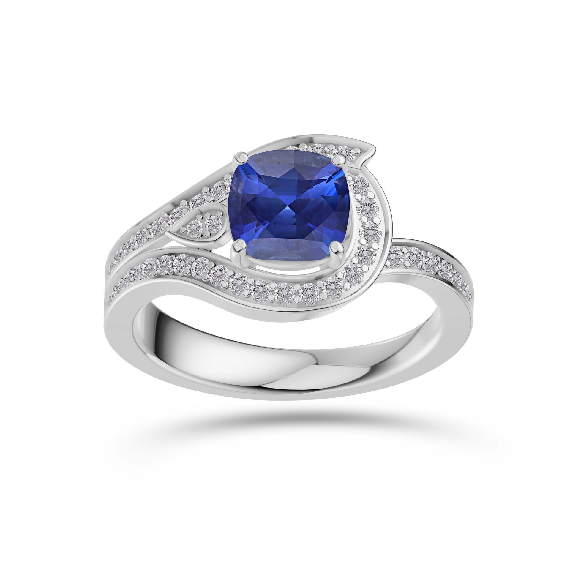 Sapphire Cushion Azure Ring In 14K Gold