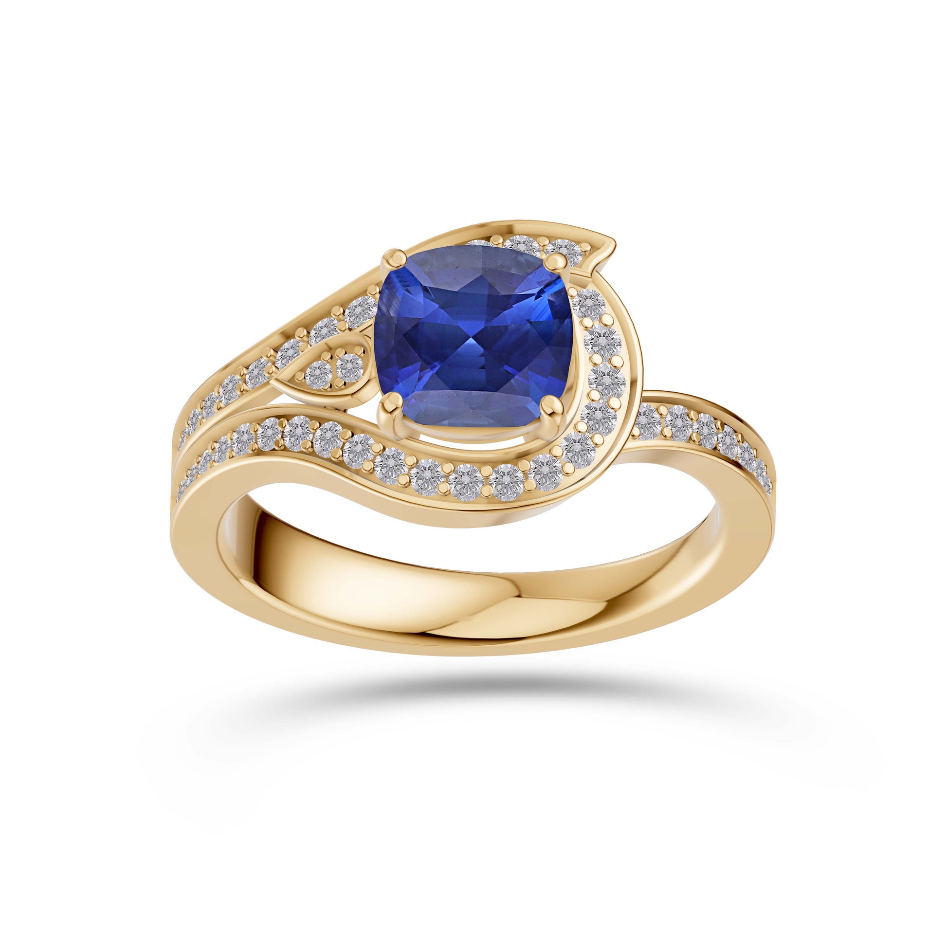 Sapphire Cushion Azure Ring In 14K Gold