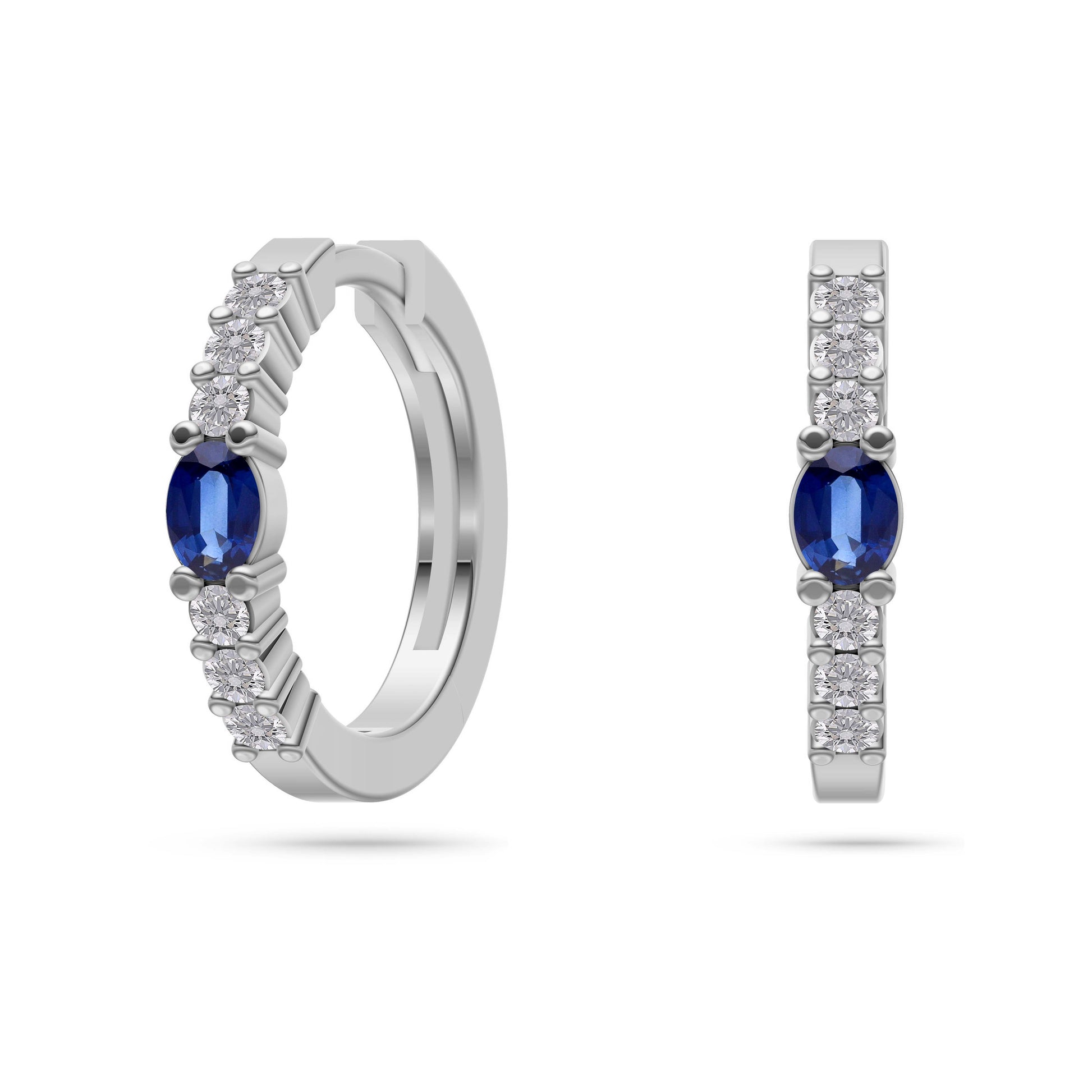 Sapphire Eclipse Diamond Huggie Earrings in 18K Gold
