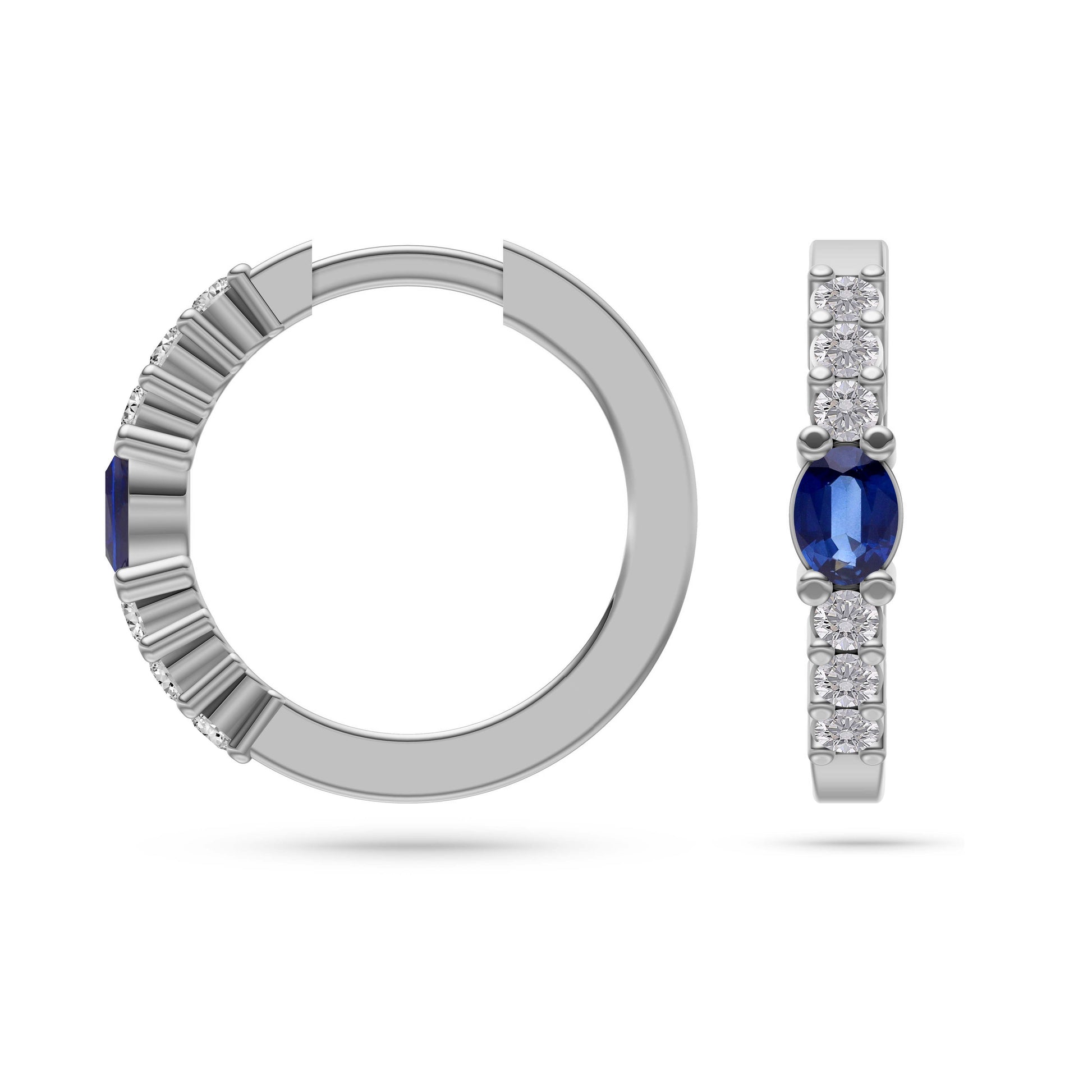 Sapphire Eclipse Diamond Huggie Earrings in 18K Gold