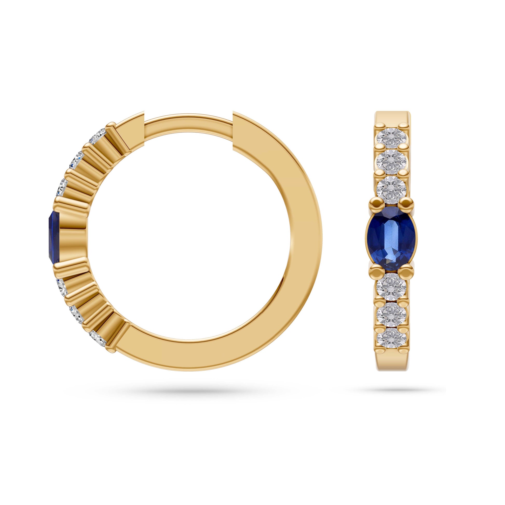Sapphire Eclipse Diamond Huggie Earrings in 18K Gold