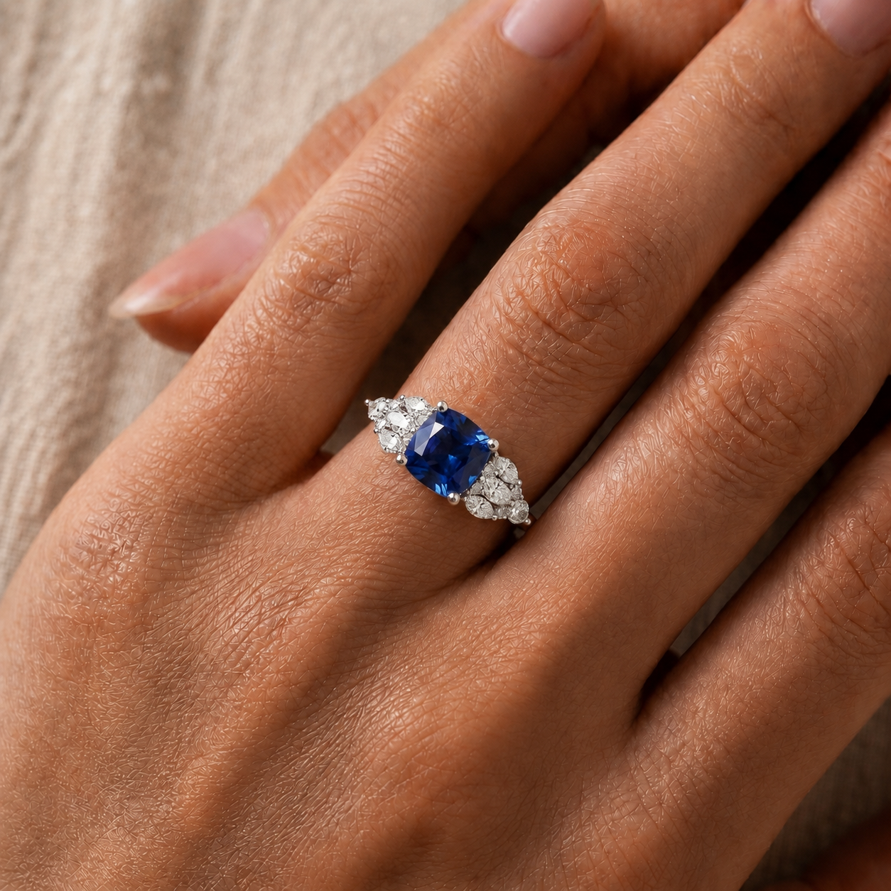 Sapphire and Diamond Windsor Ring in 14K Gold