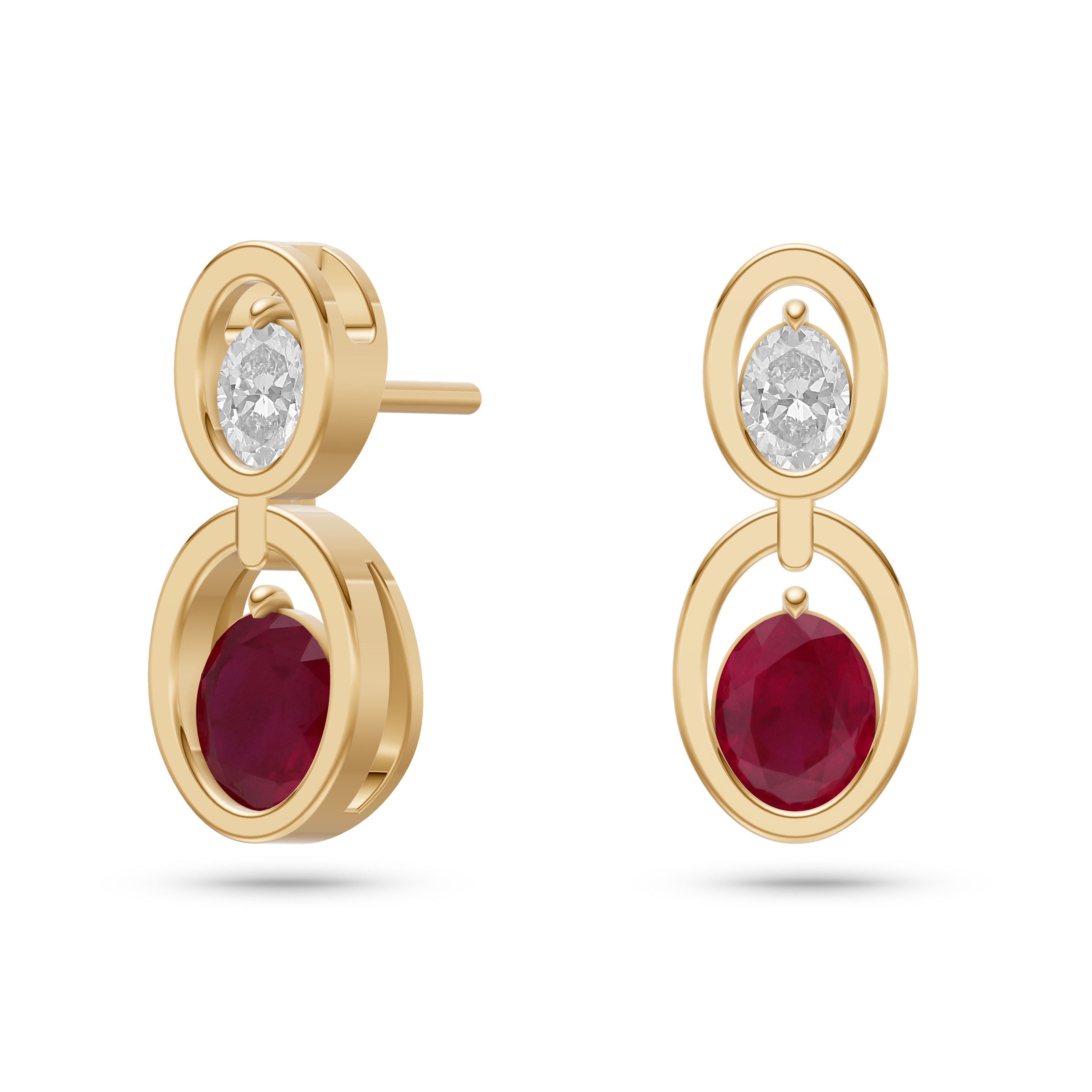 Scarlet Drop Ruby & Diamond Earrings in 14K Gold