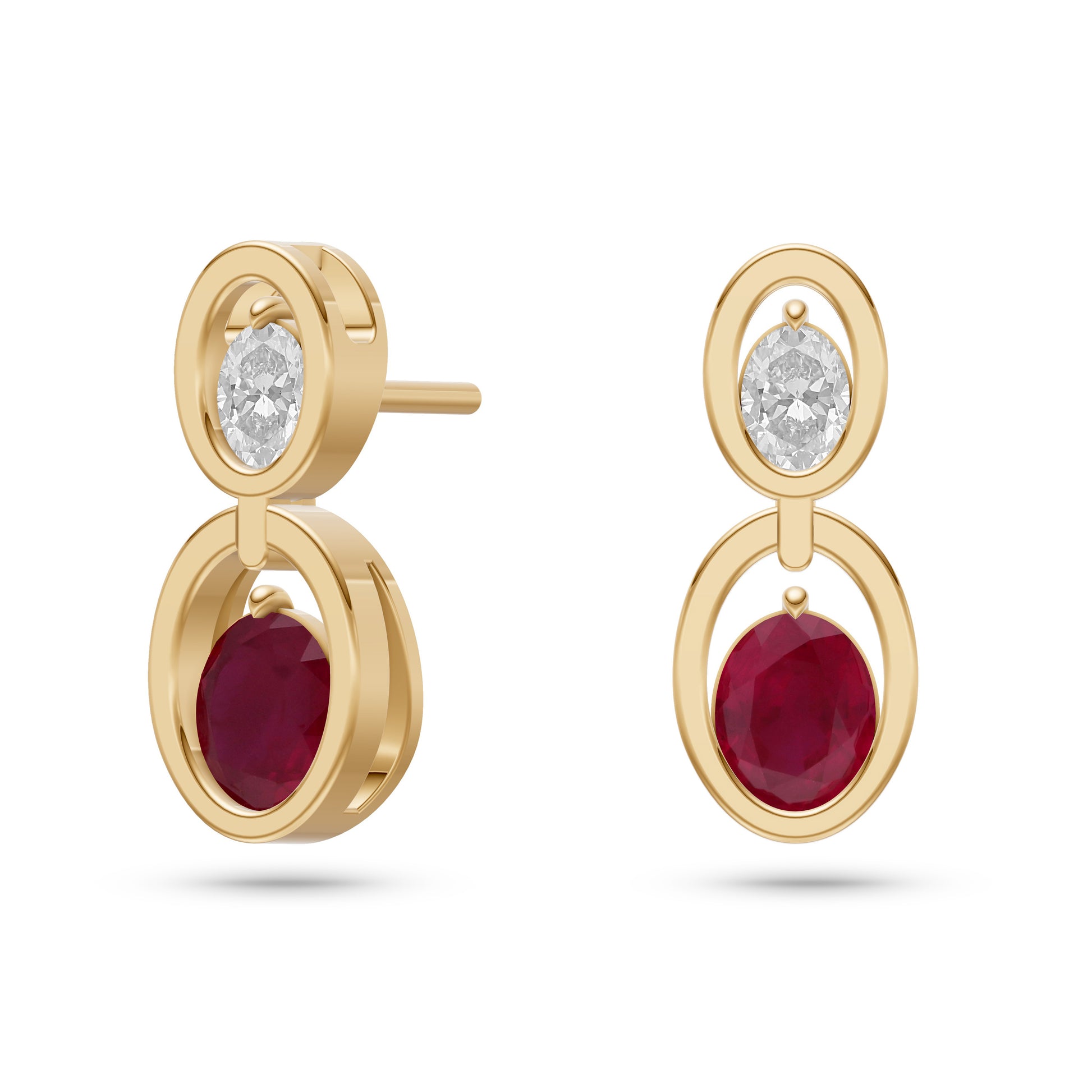 Scarlet Drop Ruby & Diamond Earrings in 14K Gold